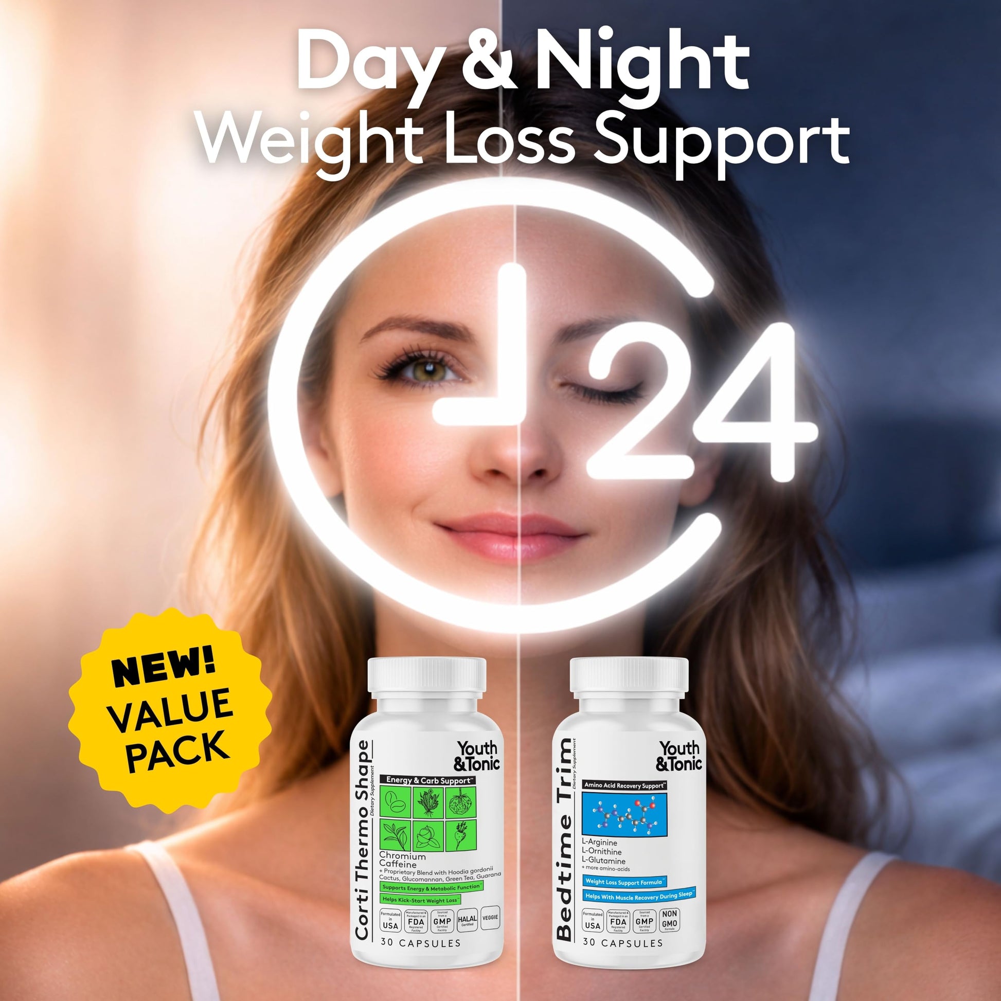 Youth & Tonic PM Bedtime Trim for Lean Appearance & Muscle Definition Support – Nighttime Amino Acids Supplement for Overnight Recovery, Men & Women, 30 Capsules Youth & Tonic uk supplements