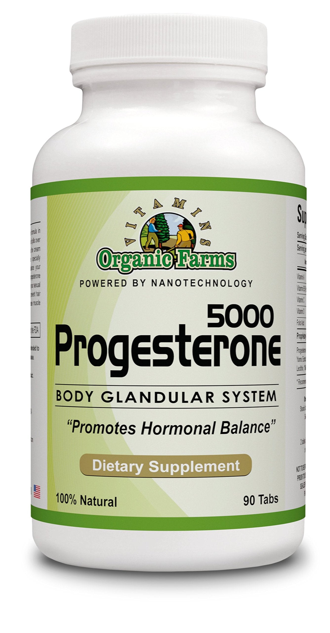 Organic Farm Vitamins Progesterone 5000 - Body glandular System Dietary Supplement, 100% Natural Progesterone Pills - Formula to Balance Hormones - progesterone Supplement, 90 Tablets Organic Farms Vitamins uk supplements