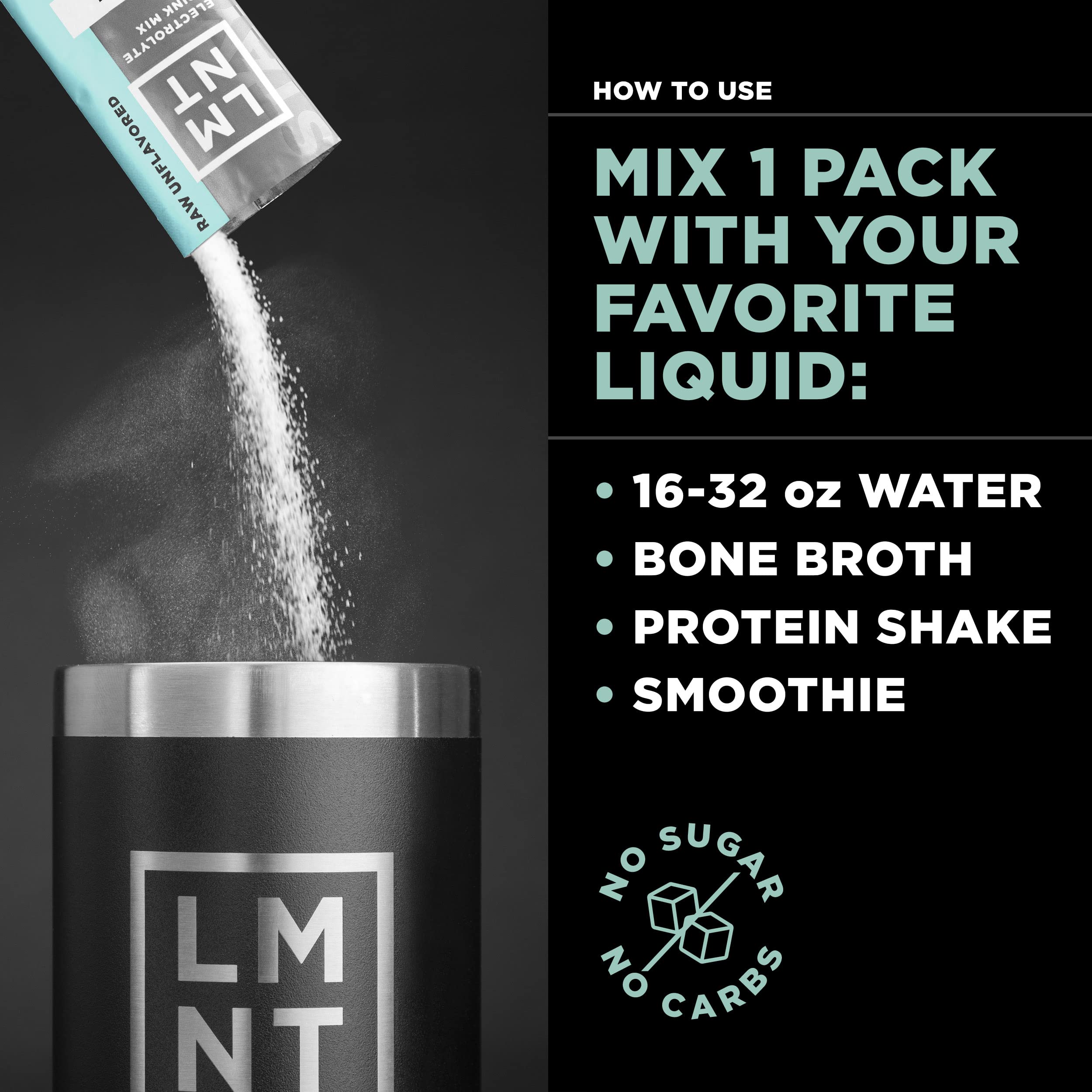 LMNT Zero-Sugar Electrolytes - Raw Unflavored Salt - Hydration Powder Packets Drink LMNT uk supplements