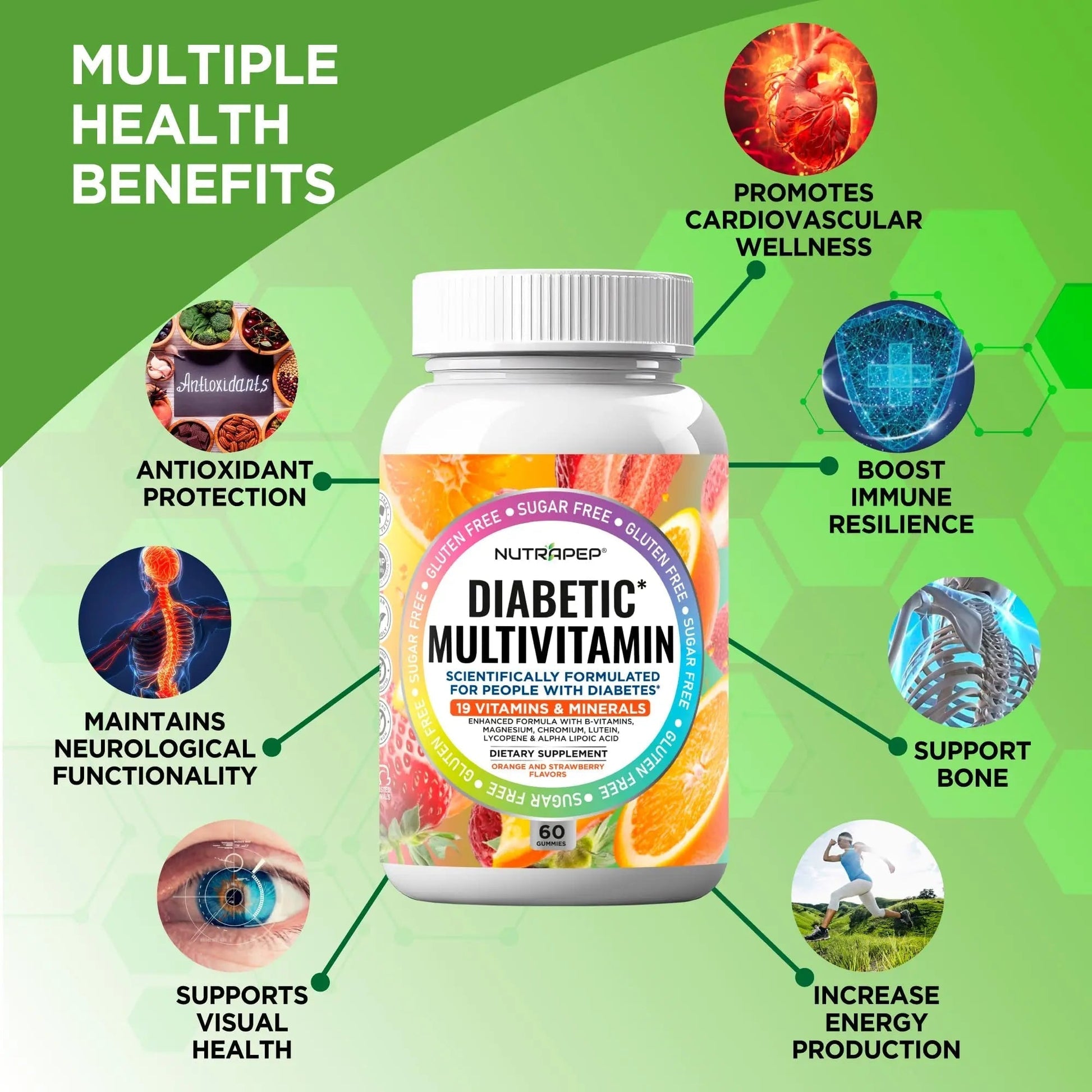 NutraPep Premium Multivitamin Chewable Gummies for Women & Men - Sugar-Free & Gluten Free Supplement Vitamins NutraPep uk supplements