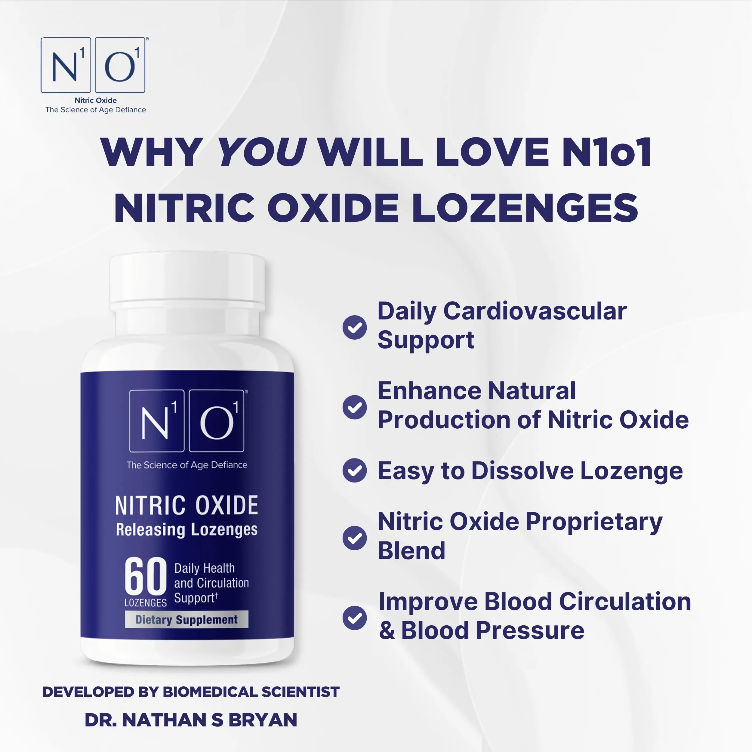 N1O1 Nitric Oxide Lozenges - 60 Count - Nitric Oxide Supplement for Heart Health, Circulation, Energy, Blood Flow, Oxygenation, Healthy Blood Pressure N1O1 uk supplements