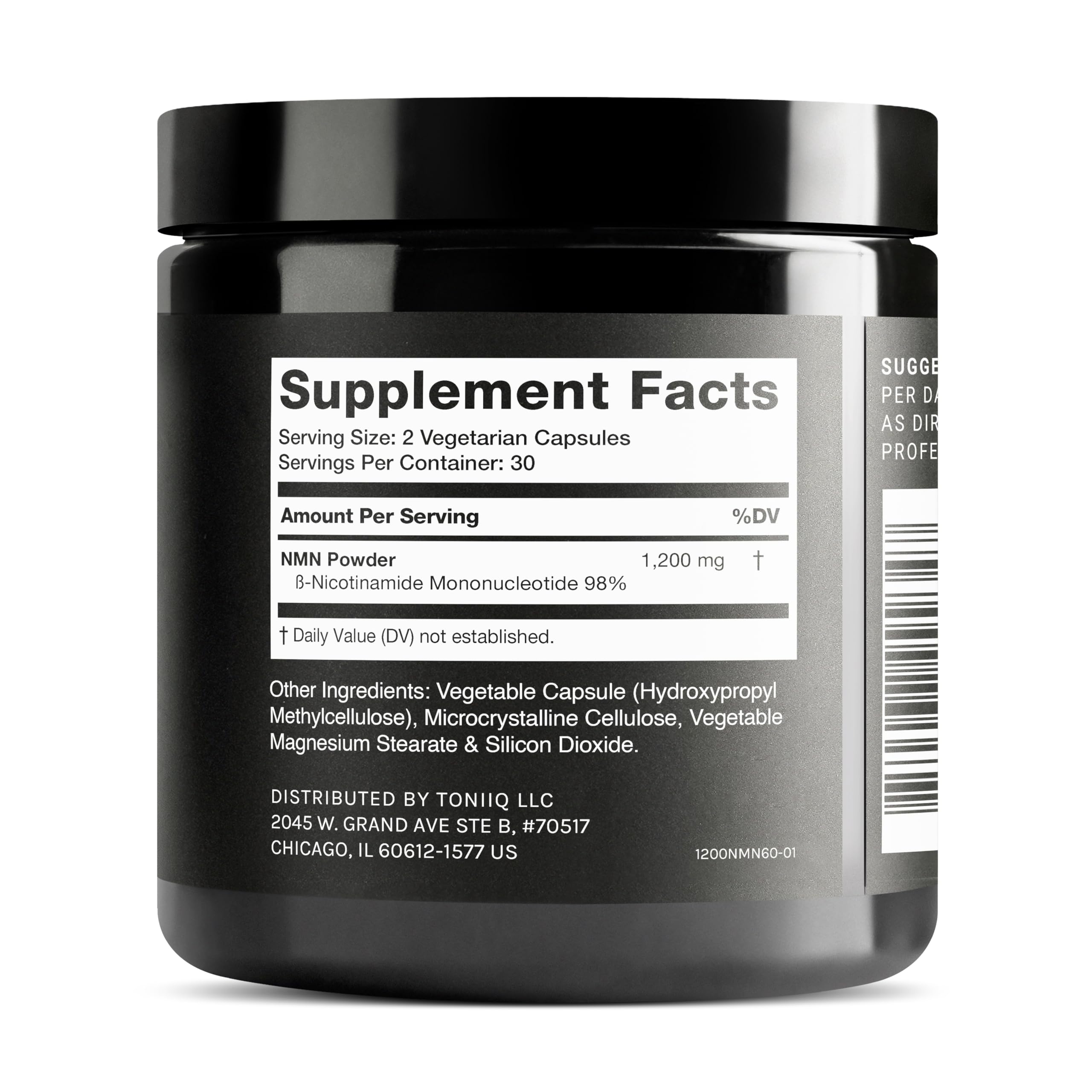 Toniiq NMN Supplement 1200mg - Third Party Tested Stabilized Capsules - 98% Highly Purified for NAD + - 60 Capsules Nicotinamide Mononucleotide Booster Supplement Toniiq uk supplements