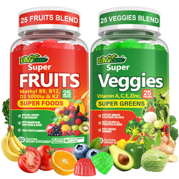 Super Greens Gummies, Daily Green Superfood Supplement w/Spirulina, Chlorella, Mushrooms, Probiotics, Multivitamins, 50+ Super Greens & Veggies Gummies to Boost Immunity, Energy & Gut Health, 120cts EnvyCure uk supplements