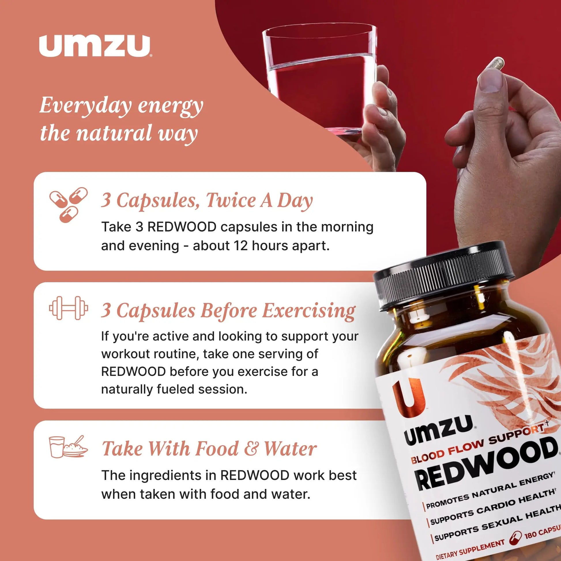 UMZU Redwood Nitric Oxide Booster, (30 Day Supply) – Vitamin C, Garlic & Horse Chestnut – Healthy Circulation & Endurance – Daily Cardiovascular Support Nitric Oxide UMZU uk supplements