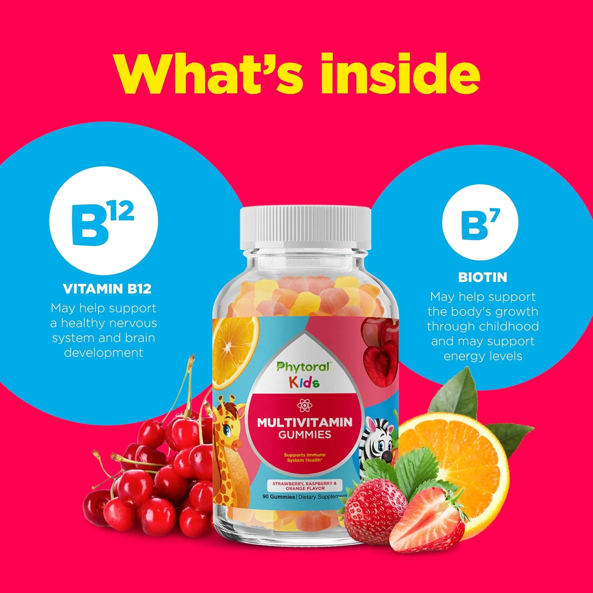 Phytoral Kids Vitamins Gummy Multivitamin Chewable - Kids Gummy Vitamins for Mood Support Natural Energy Boost Phytoral uk supplements
