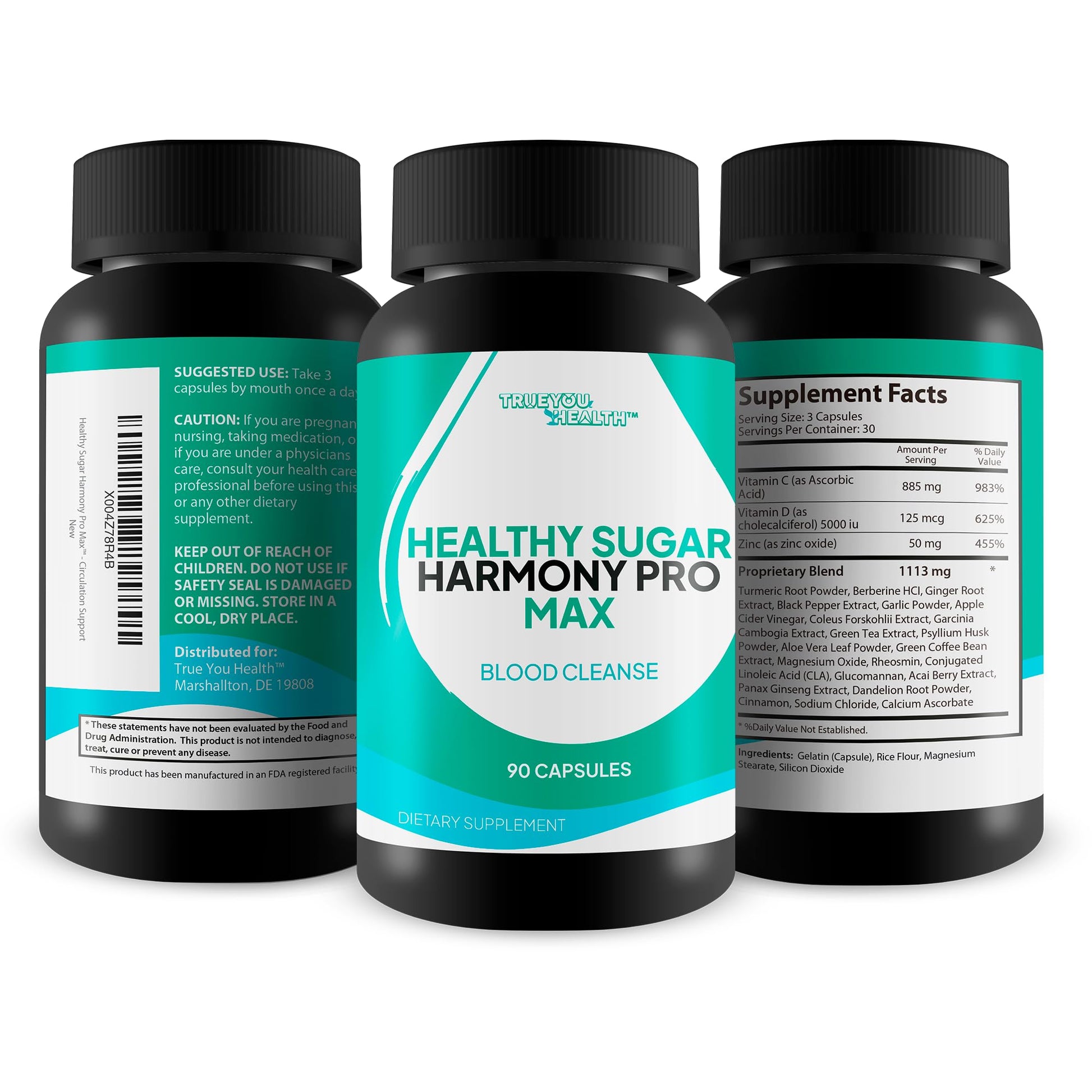 Healthy Sugar Harmony Pro Max - Our Best Blood Cleansing Formula - Support Healthy Sugar Balance & Immune Health with This Premium Blood Support Supplement - Bloodflow & Cardiovascular Support True You Health uk supplements