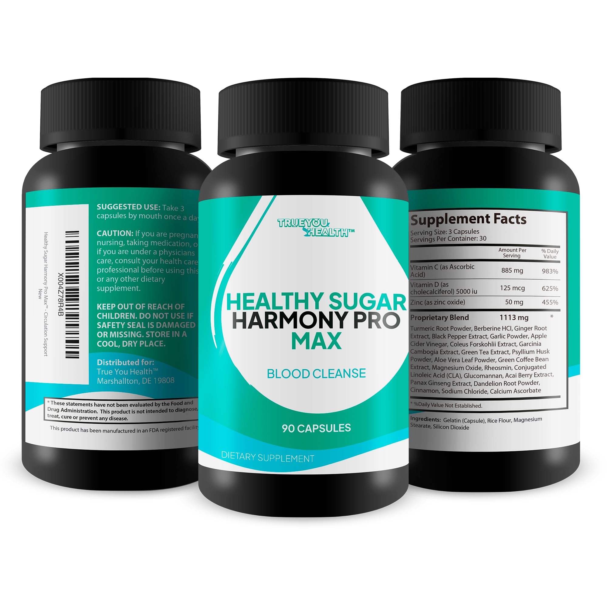 Healthy Sugar Harmony Pro Max - Our Best Blood Cleansing Formula - Support Healthy Sugar Balance & Immune Health with This Premium Blood Support Supplement - Bloodflow & Cardiovascular Support True You Health uk supplements