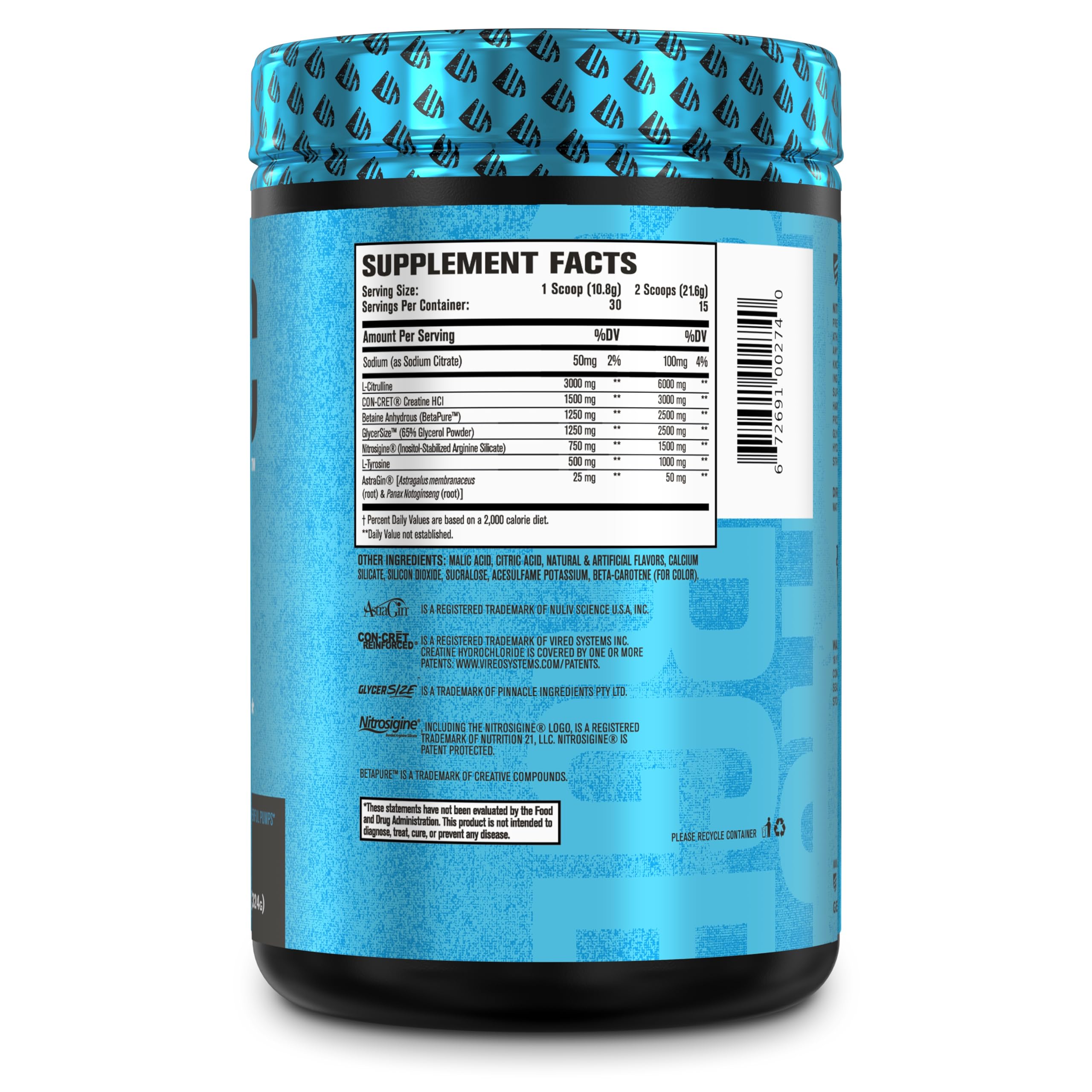 Nitric Surge Stim Free Pre Workout Powder - Caffeine Free Nitric Oxide Supplement Jacked Factory uk supplements