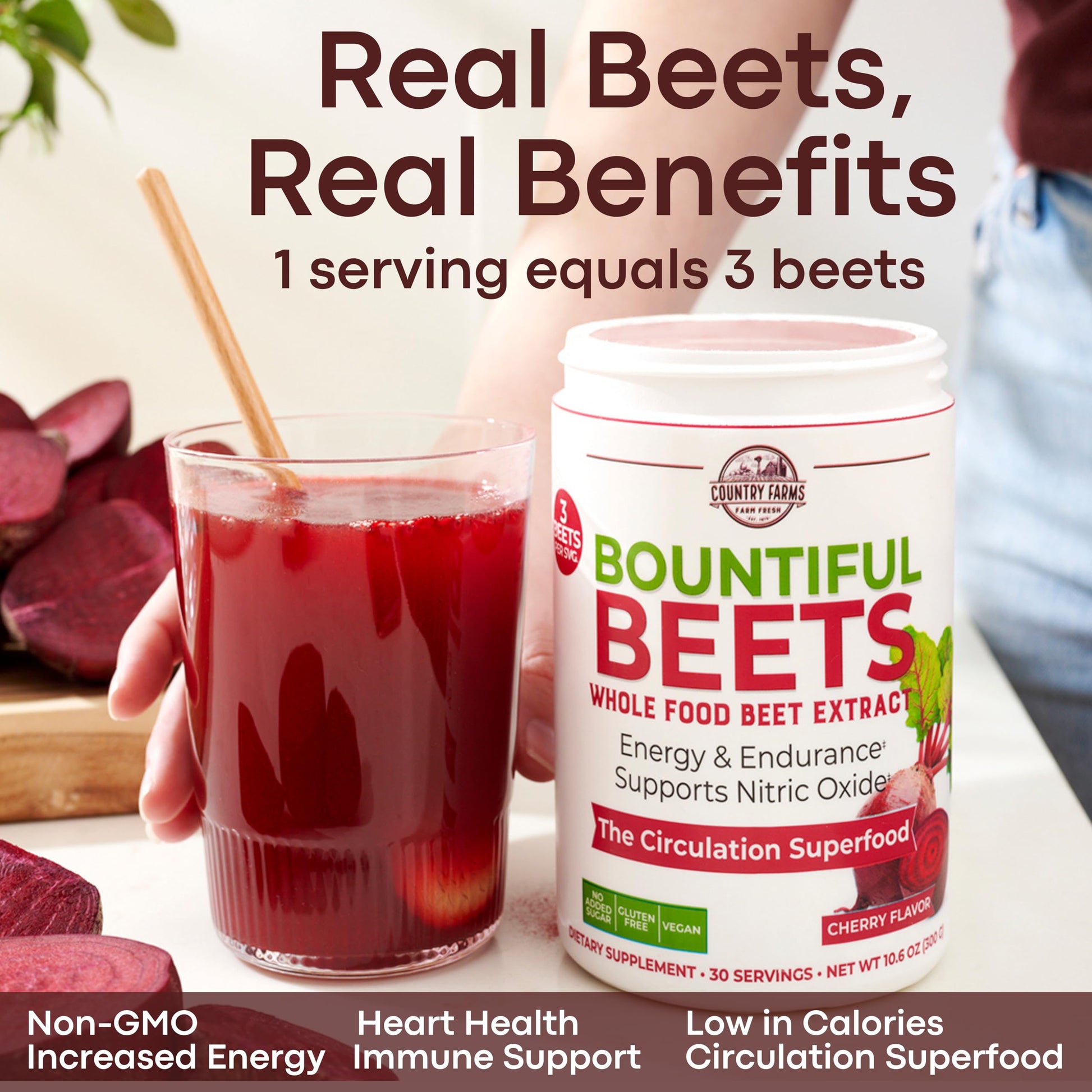 Country Farms Bountiful Beets, Wholefood Beet Extract Superfood, Helps Support Healthy Circulation and Promote Energy Country Farms uk supplements