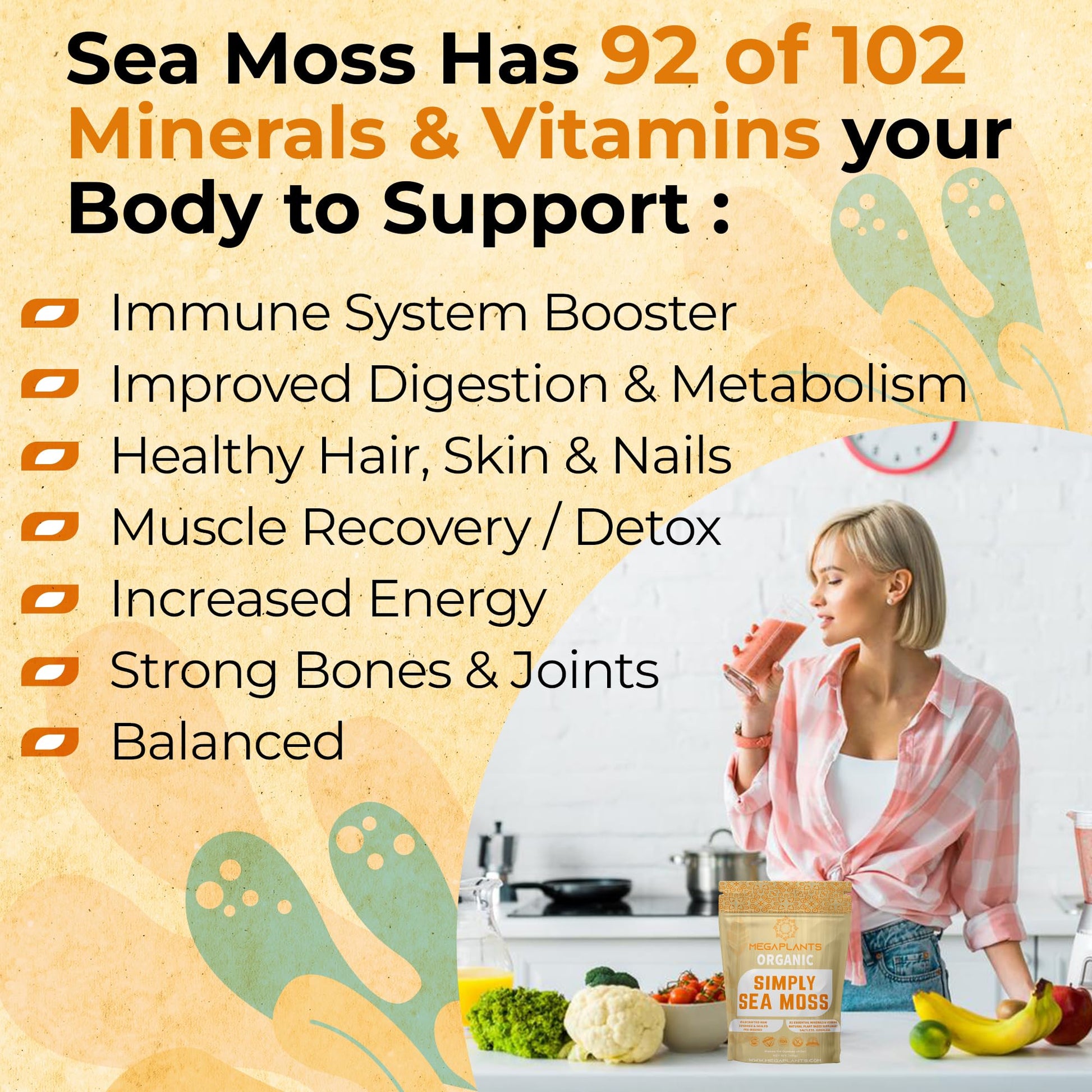 MEGAPLANTS Organic Sea Moss | Makes 228 Servings of Seamoss Gel | Pre-Washed MEGAPLANTS uk supplements