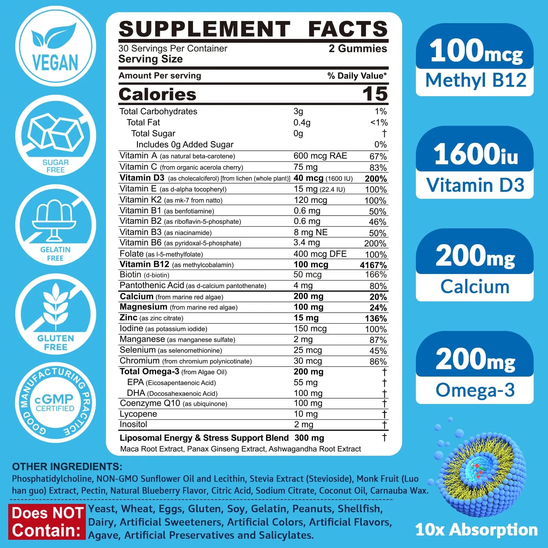 Methylated Multivitamin for Men Gummies, Vegan Omega 3, CoQ10, Zinc, Vitamin A C D3 K2 E B Complex, Calcium, Magnesium, Lycopene EnvyCure uk supplements