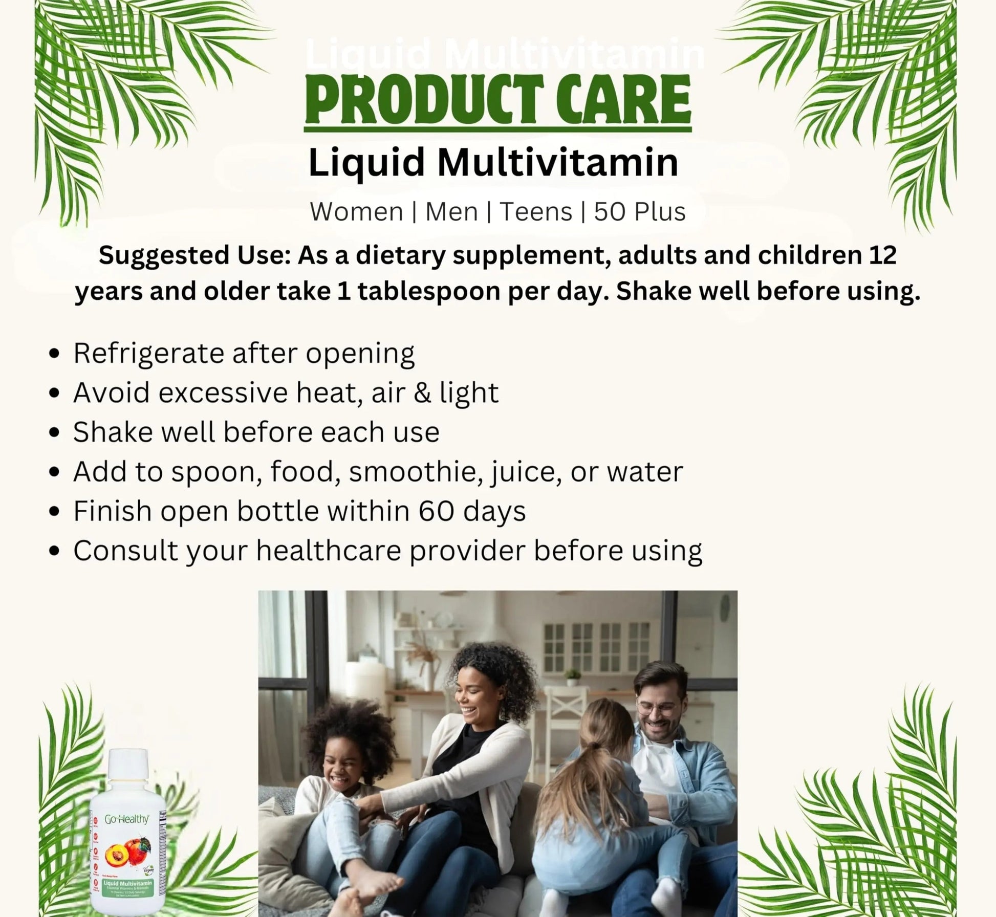 Go Healthy Liquid Vitamins for Women, Men, Teens | Vegan Vitamin & Mineral | High Absorption | Premium Liquid Multivitamin | Go Healthy Natural uk supplements