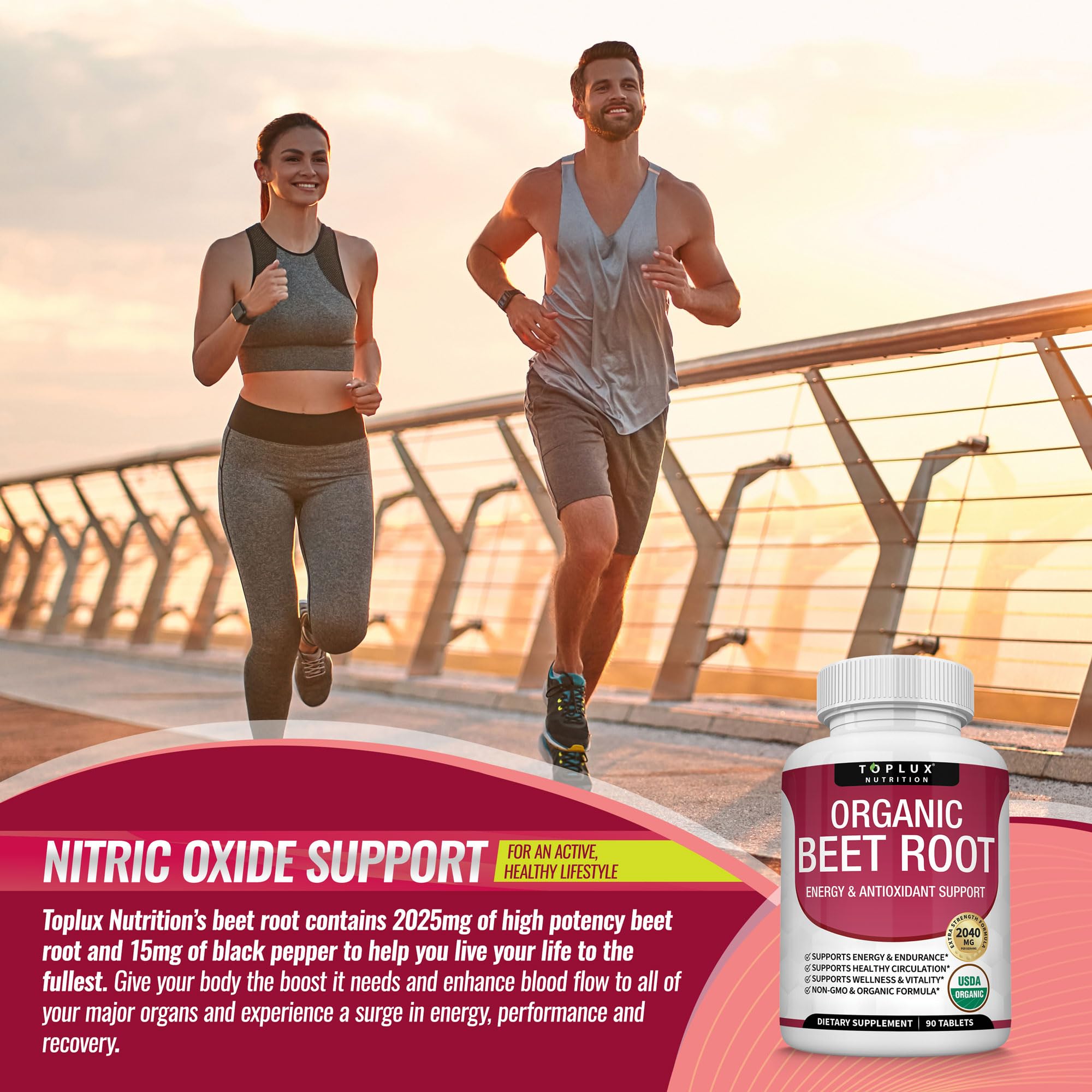 Organic Beet Root Powder Tablets - 2040mg Natural Nitric Oxide Beets to Support, Energy Toplux uk supplements