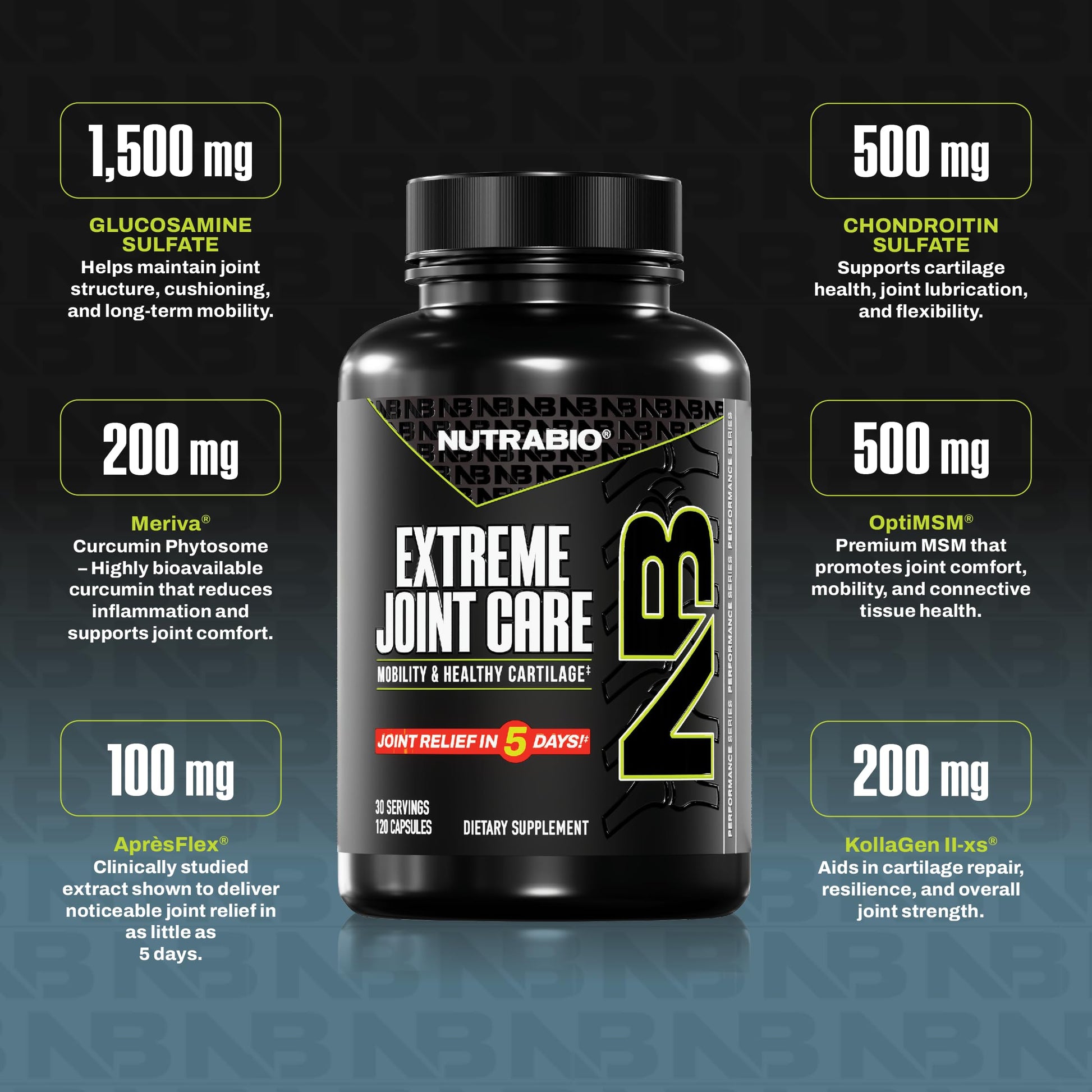 NutraBio Extreme Joint Care - Joint Support Supplement - Joint Health Supplement, Supports Joints, Mobility, and Cartilage - 120 Capsules NutraBio uk supplements