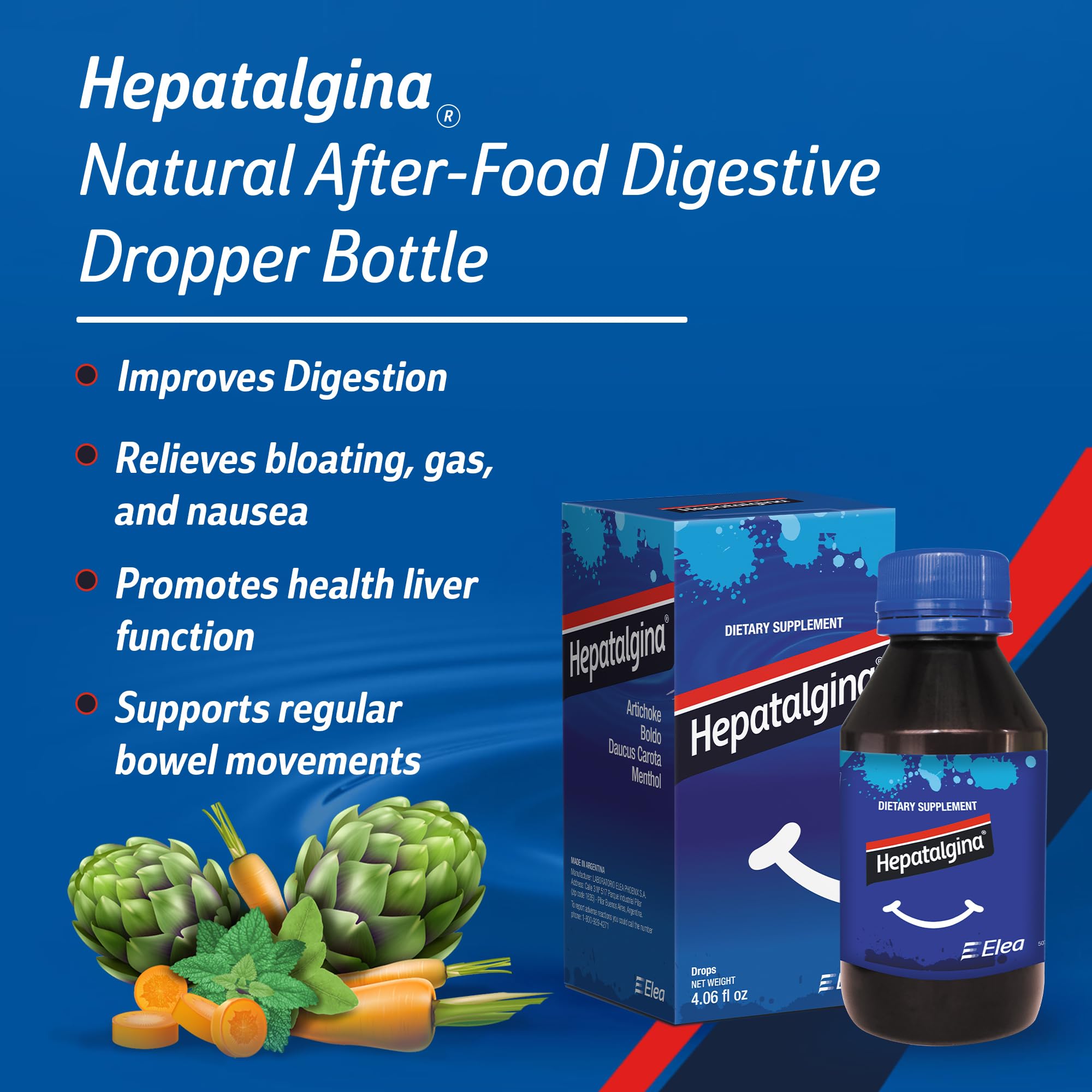 Hepatalgina Liver Support Digestive Protector - Liquid Herbal Supplement with Artichoke Extract for Liver Cleanse Detox & Repair - Liver Detox Cleanse Drops with Mint, Boldo & Carrot - 120 ml Hepatalgina uk supplements