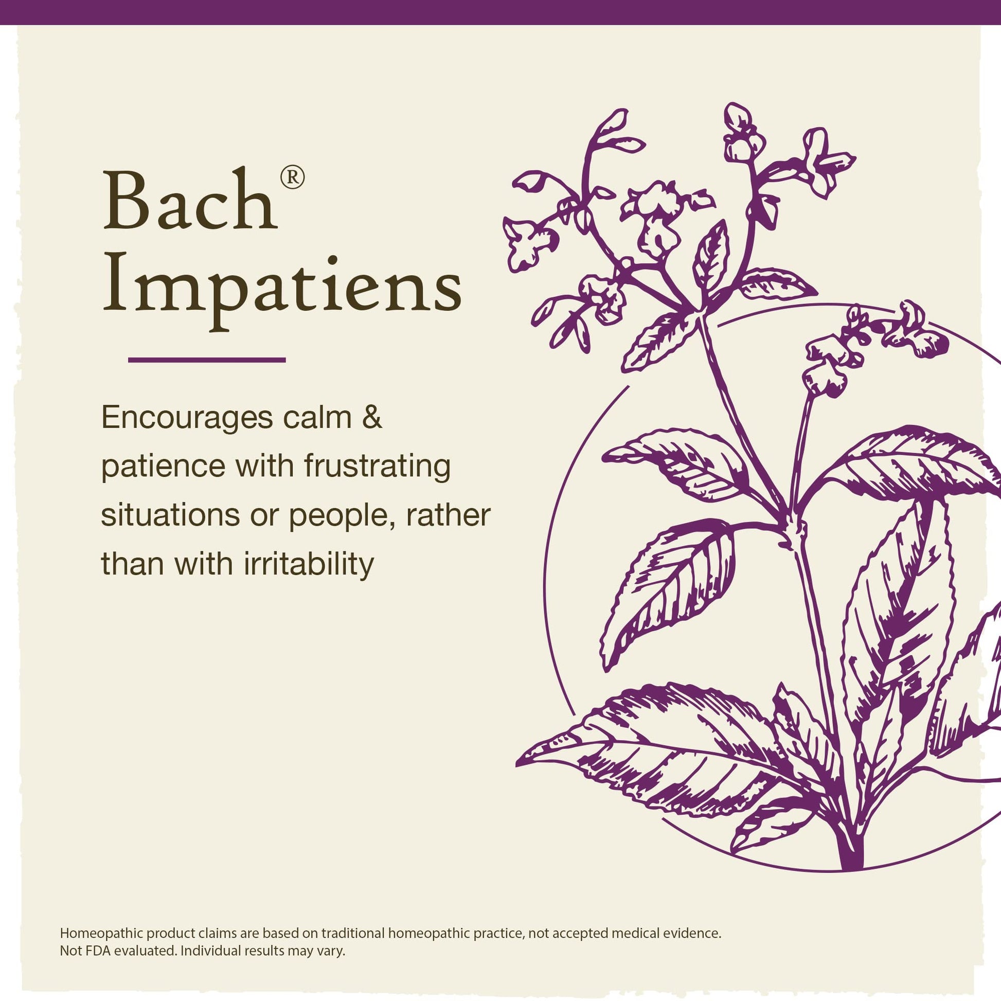 Bach Original Flower Remedies, Impatiens for Patience (Non-Alcohol Formula), Natural Homeopathic Bach uk supplements