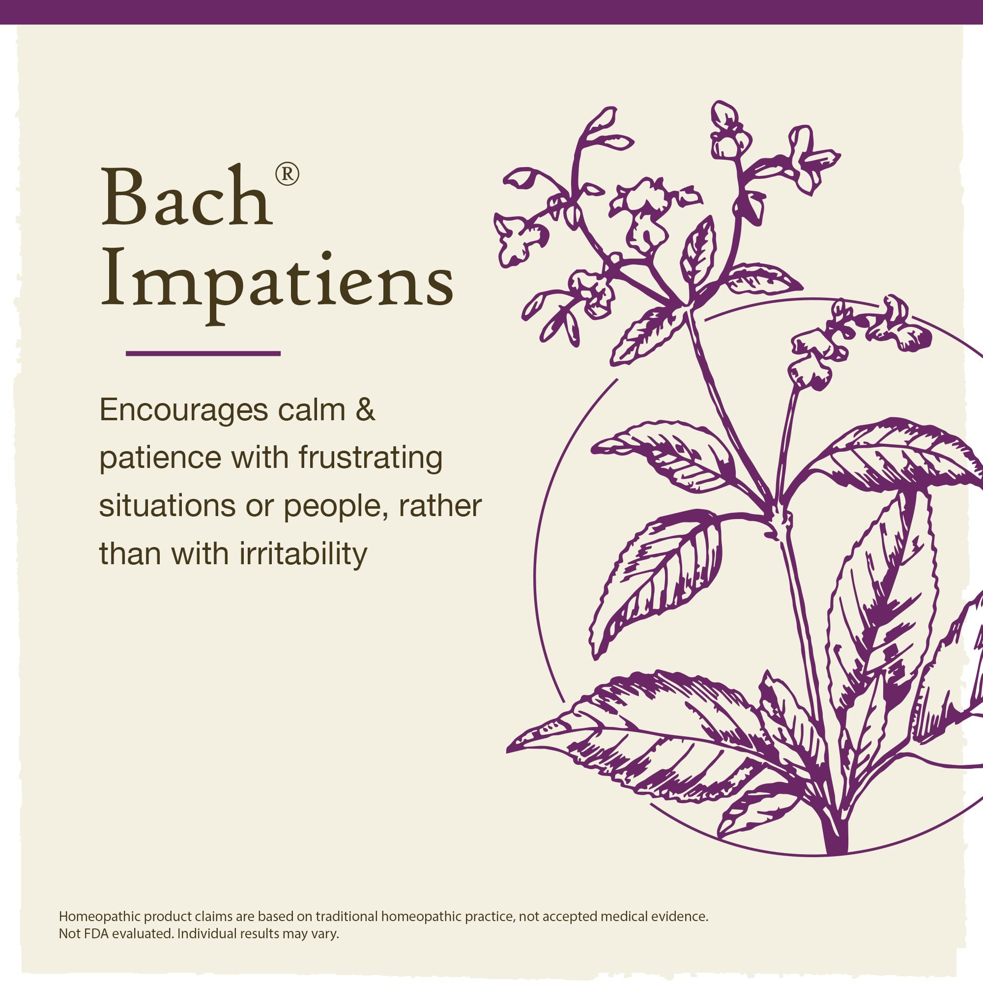 Bach Original Flower Remedies, Impatiens for Patience (Non-Alcohol Formula), Natural Homeopathic Bach uk supplements