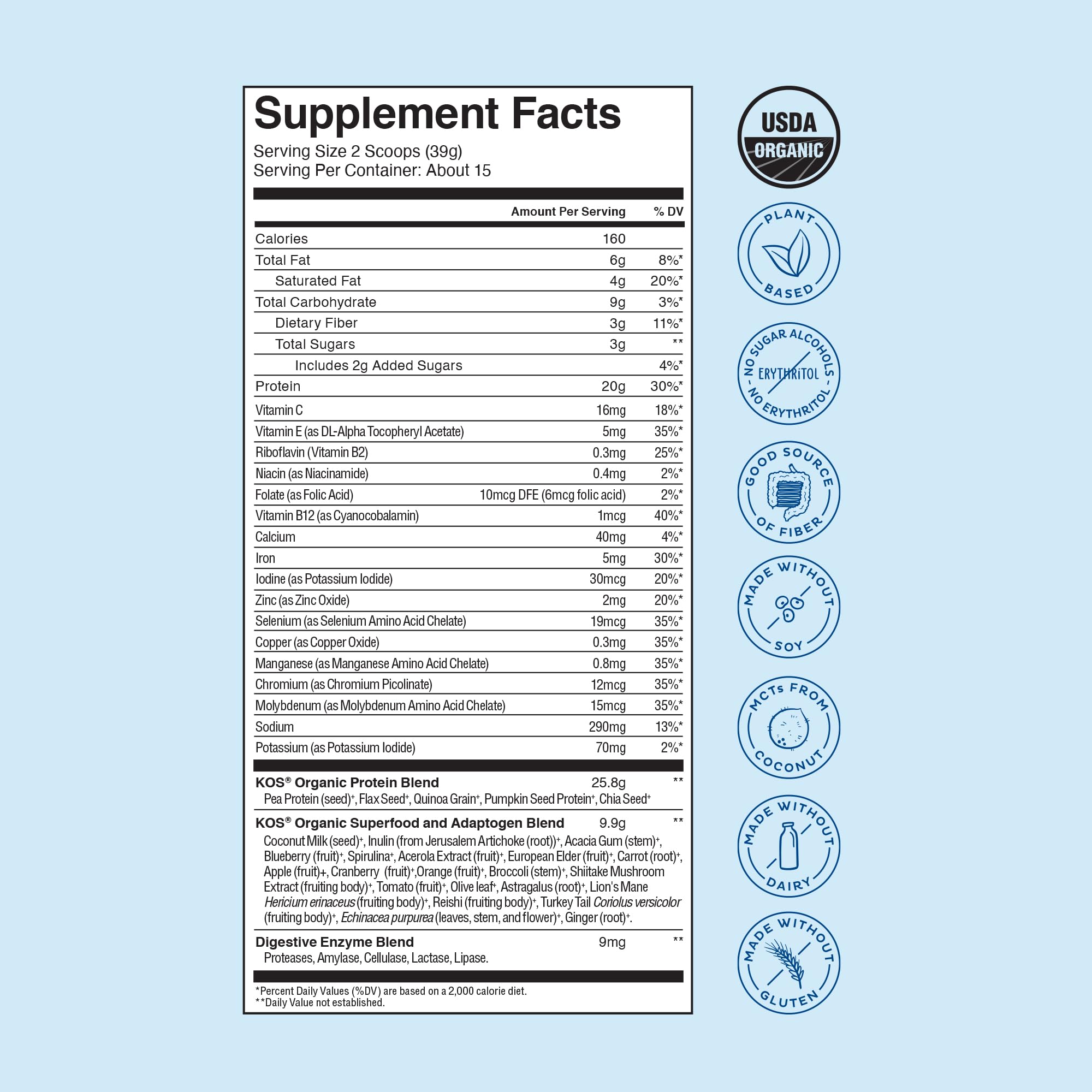 KOS Plant Based Protein Powder, Blueberry Muffin - Organic Pea Protein Superfood KOS uk supplements