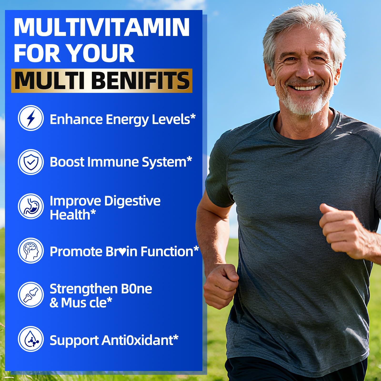 Ceecisee Methylated Multivitamin for Men Over 50: Daily Mens Multivitamins Gummies with Omega Probiotic Magnesium Zinc Vitamins D3 B12 - Energy Immune Support No Iron Vitamins Gummy for Men(60Count) Ceecisee uk supplements