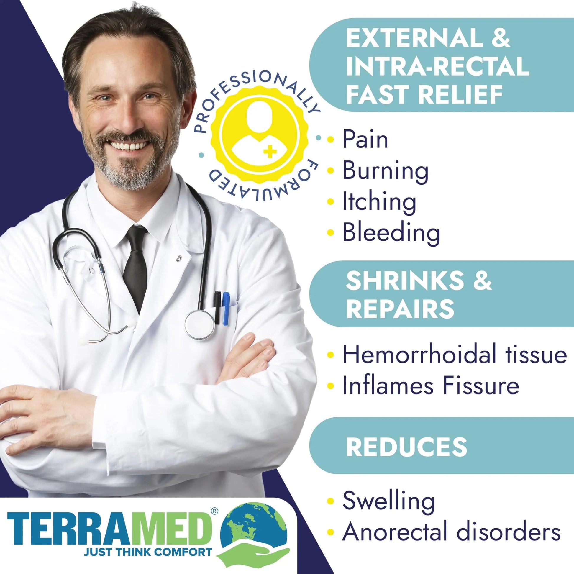Hemorrhoid Treatment | Hemorrhoid Ointment | Hemorrhoid & Fissure Ointment | 7 Pre-Filled Applicators | Fast & Effective Relief | Reduces Swelling, Itching & Discomfort | Advanced Formula Terramed Just Think Comfort uk supplements