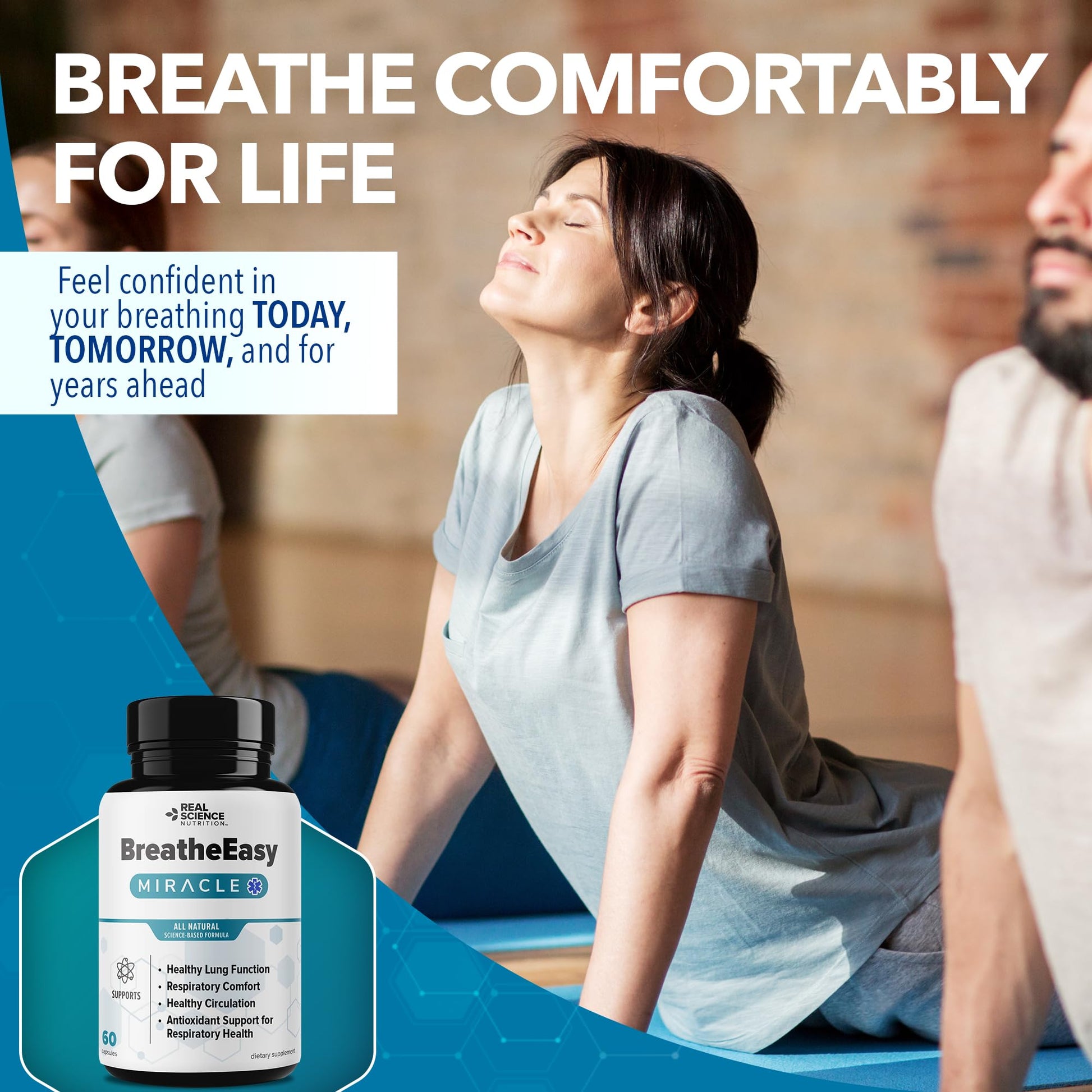 Real Science Nutrition BreatheEasy Lung Support Supplement for Lung Health & Respiratory Wellness – Lung Cleanse Formula with Vinitrox, GABA for Circulation Support - Made in USA - 60 Capsules Real Science Nutrition uk supplements