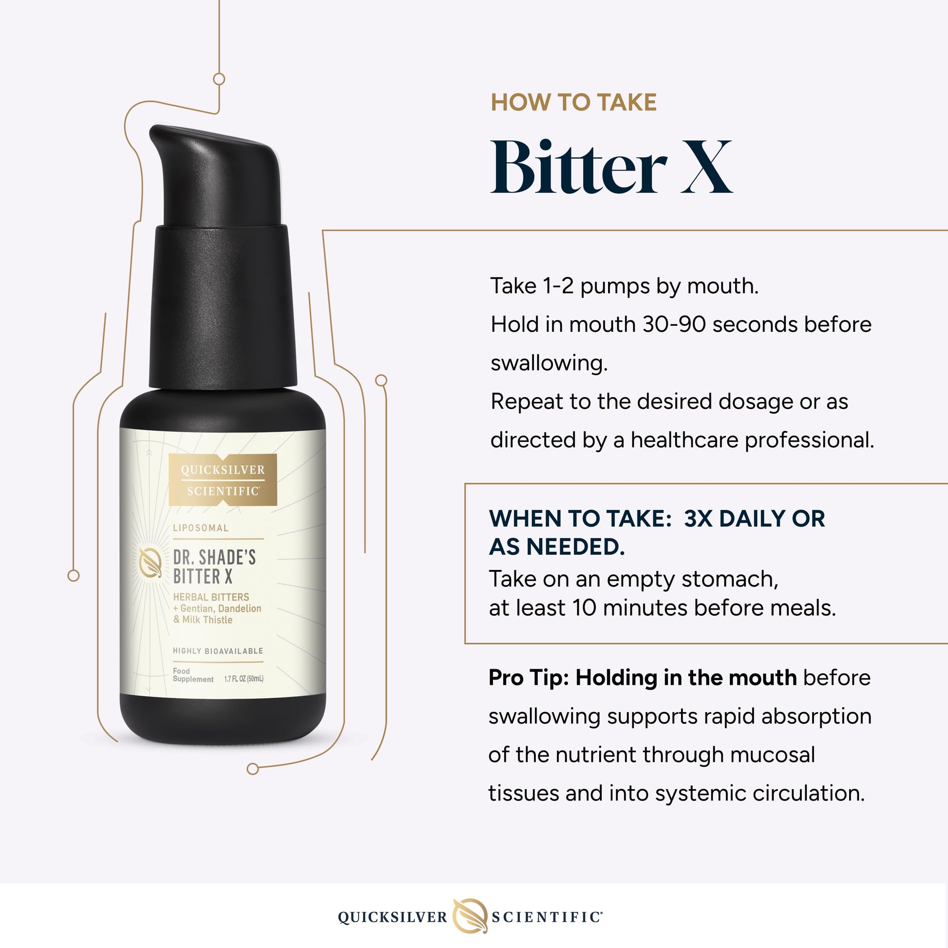 Quicksilver Scientific Dr. Shade's BitterX - Highly Concentrated Bitters for Digestion - Fast Acting Digestive Support & Liver Supplement with Dandelion Root, Gentian Root, Solidago & Myrrh (50ml) Quicksilver Scientific uk supplements
