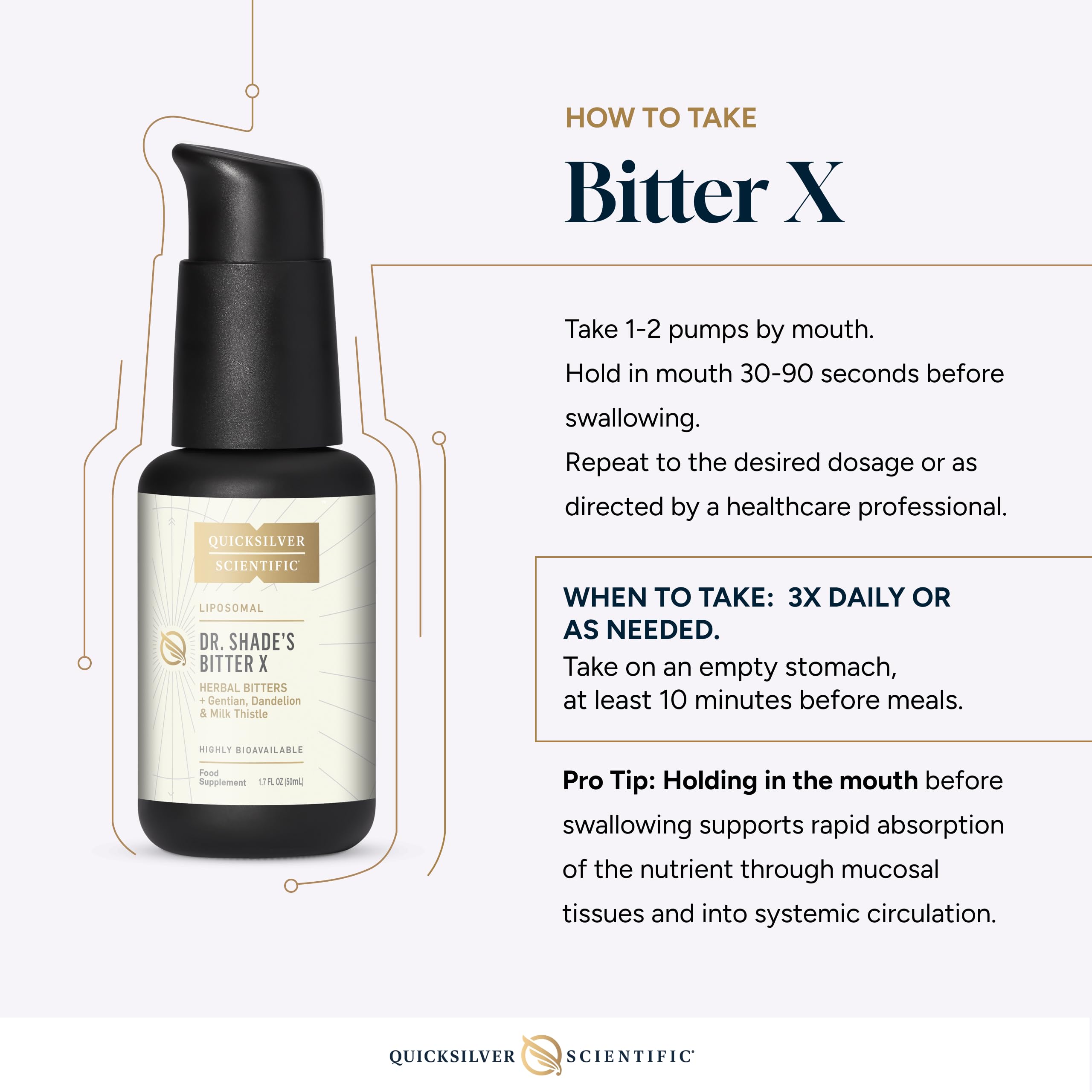 Quicksilver Scientific Dr. Shade's BitterX - Highly Concentrated Bitters for Digestion - Fast Acting Digestive Support & Liver Supplement with Dandelion Root, Gentian Root, Solidago & Myrrh (50ml) Quicksilver Scientific uk supplements