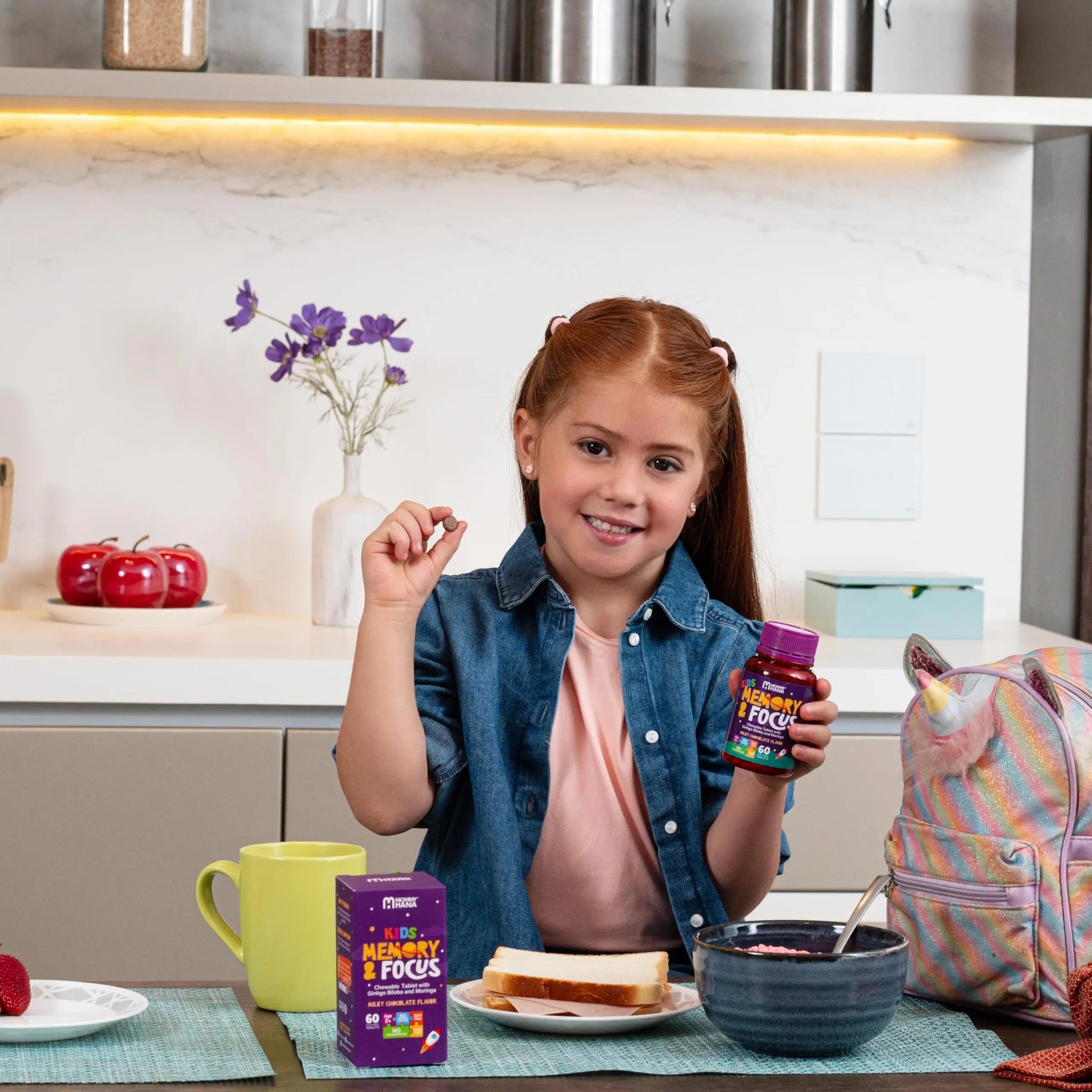 Chewable Chocolate Kids Multivitamin with Probiotic, Vitamin C, Ginkgo Nut, Colostrum, Moringa - Kids Vitamins Immune Support MOMMY HANA uk supplements