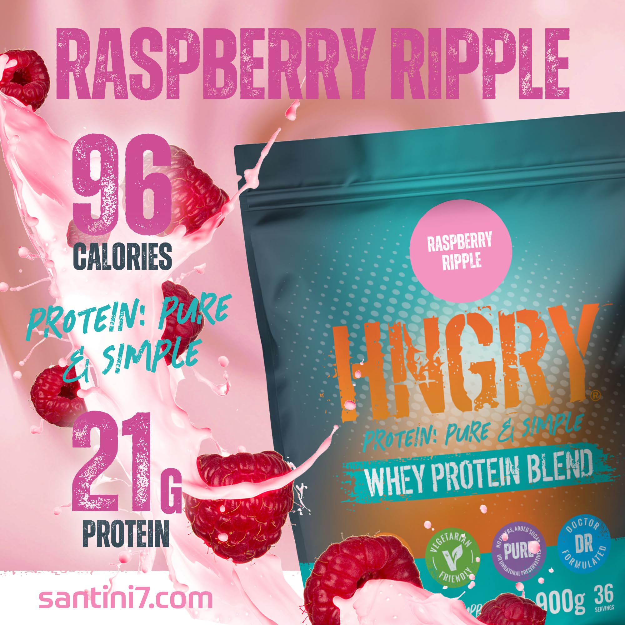 HNGRY Protein Whey Protein Powder Shake with 80% Protein Whey, 900g and 36 Servings HNGRY Protein uk supplements