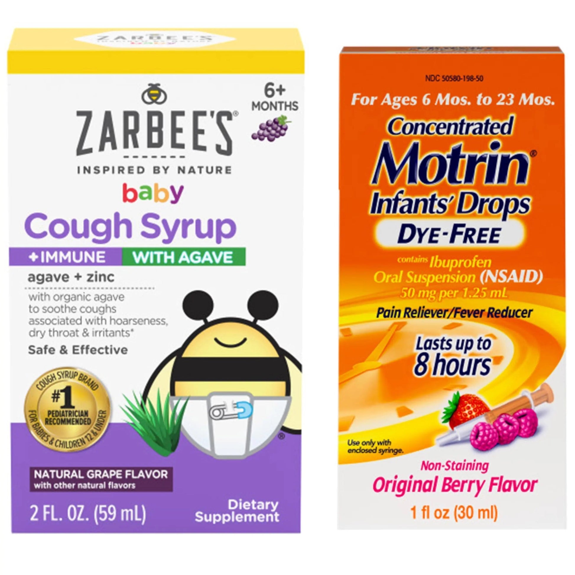 Motrin and Zarbee’s Essentials for Infants Infants' Concentrated Liquid Medicine Drops with Ibuprofen and Zarbee's Baby Coughⱡ Syrup + Immune with Organic Agave + Zinc Motrin uk supplements