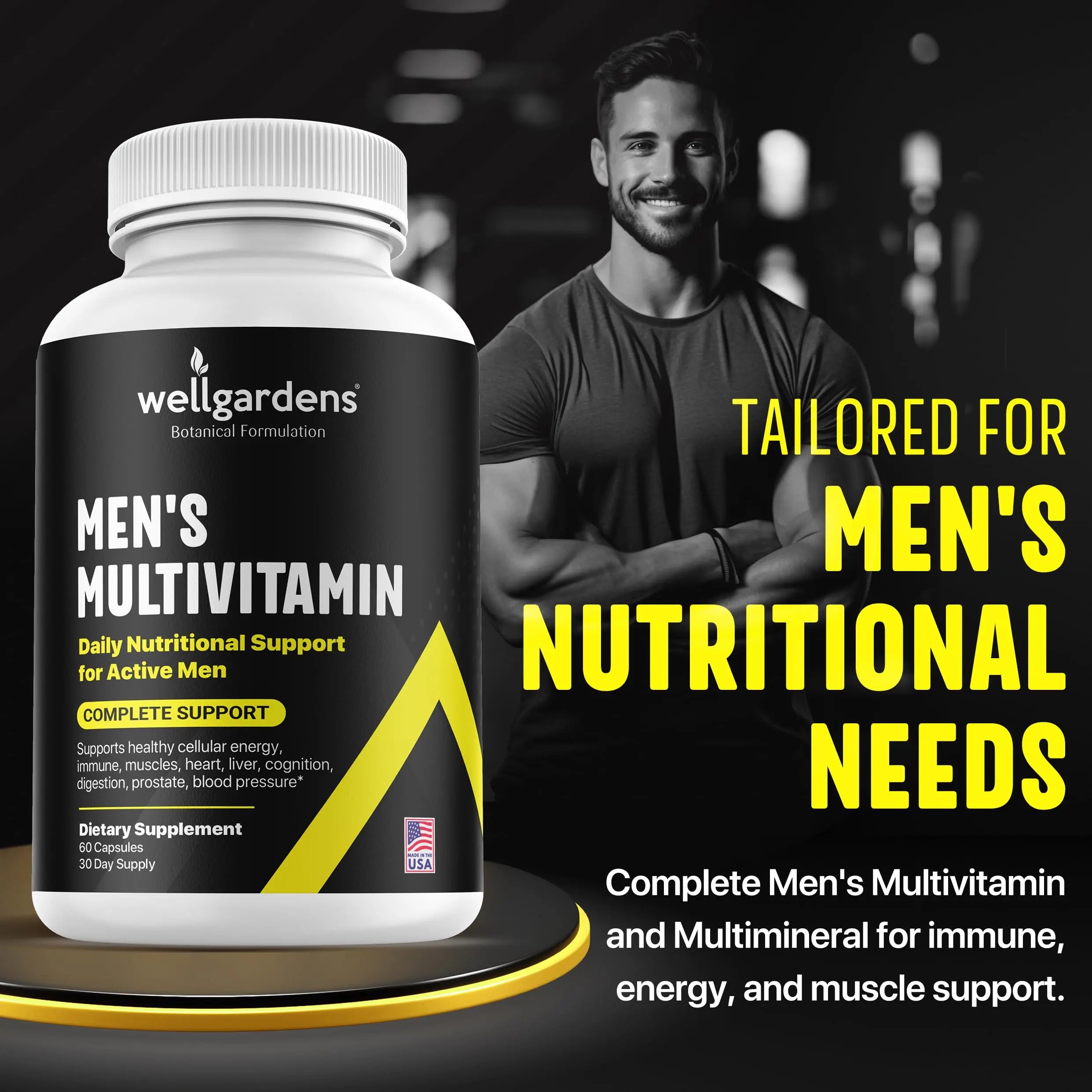 100% Pure Multivitamin for Men - Daily Mens Multivitamins, Multiminerals Supplement for Energy, Focus, Performance, Immune and Male Support Wellgardens uk supplements