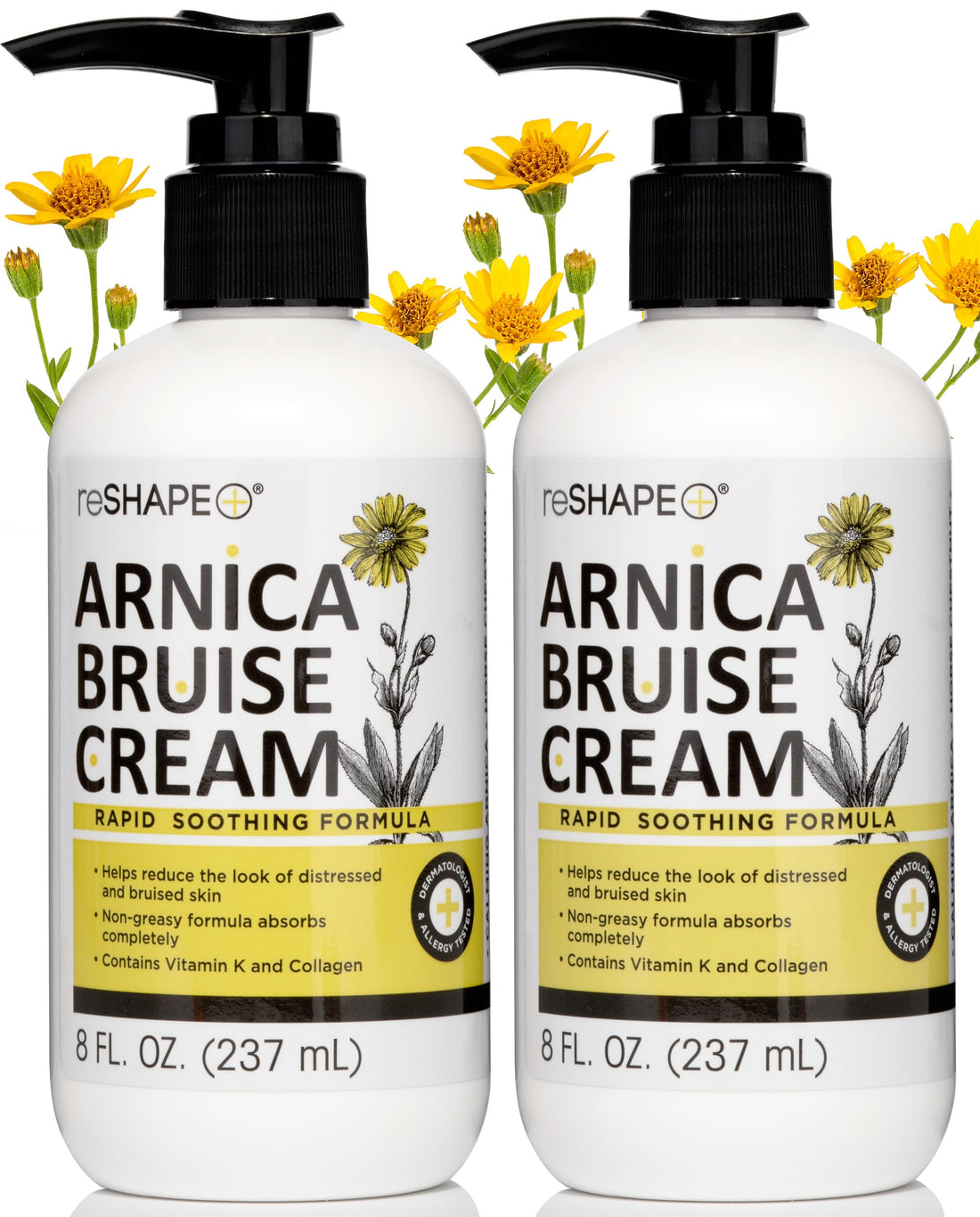 Reshape+ Arnica Bruise Relief Topical Cream For Bruising, Swelling, & Discoloration On Skin, Natural Skin Care Homeopathic Arnica Lotion W/Vitamin K, Horse Chestnut, & Collagen, 8 Fl Oz (2-Pack) Reshape+ uk supplements