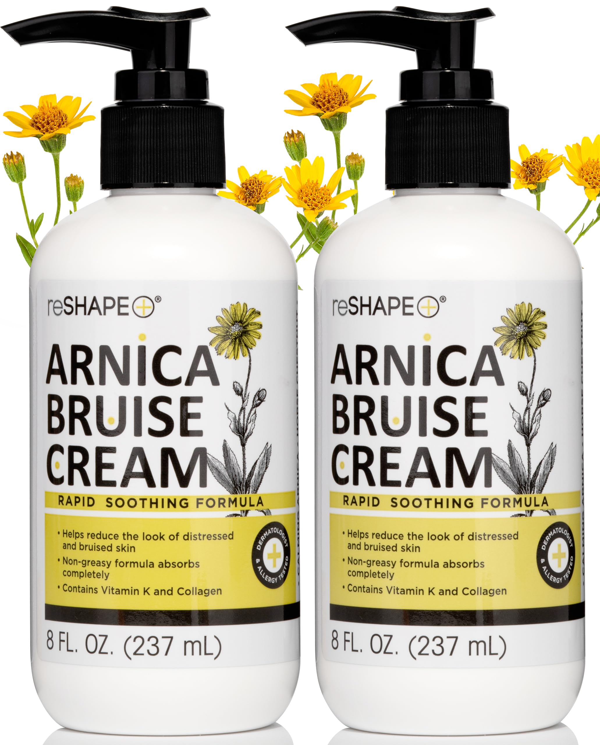 Reshape+ Arnica Bruise Relief Topical Cream For Bruising, Swelling, & Discoloration On Skin, Natural Skin Care Homeopathic Arnica Lotion W/Vitamin K, Horse Chestnut, & Collagen, 8 Fl Oz (2-Pack) Reshape+ uk supplements