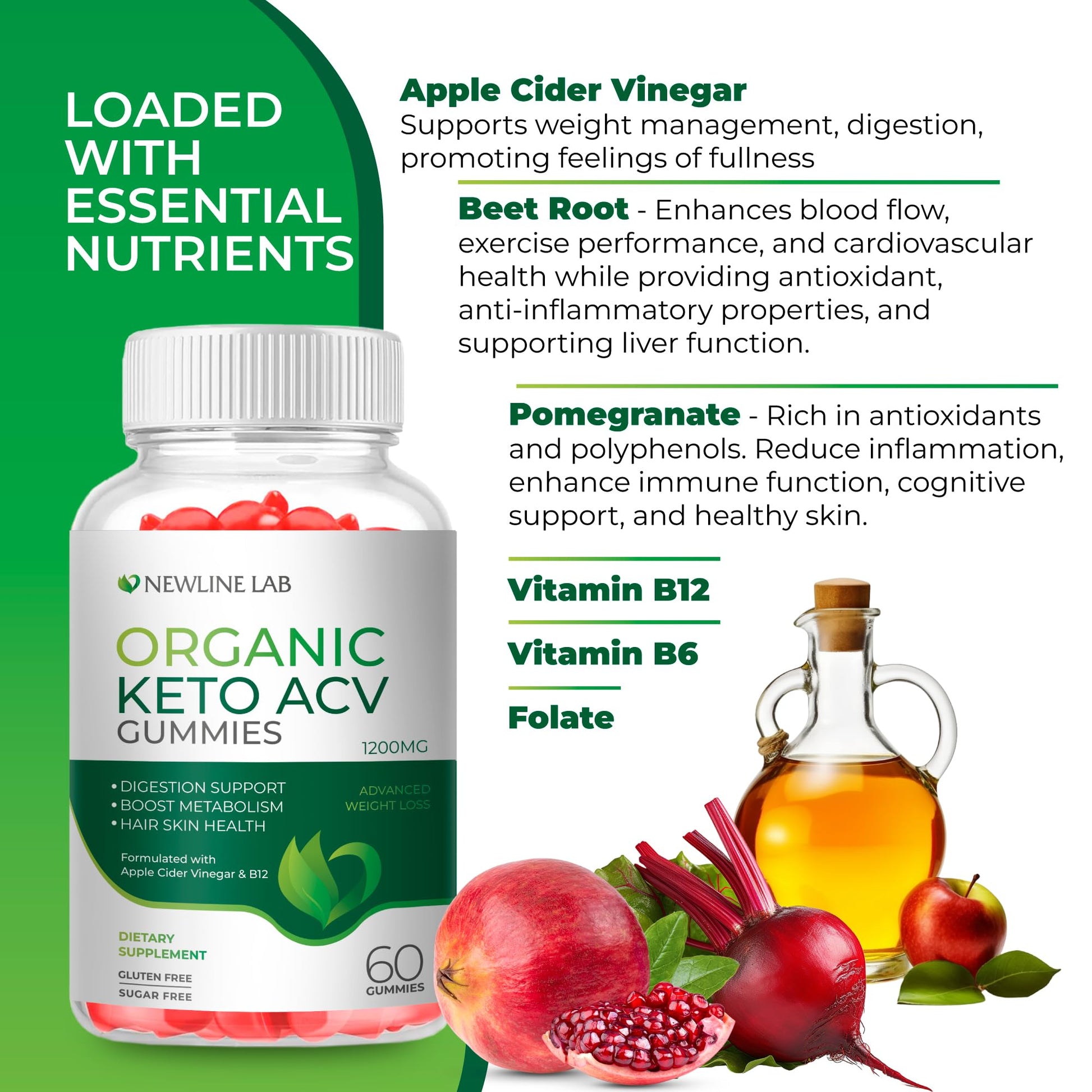 Organic Keto ACV Gummies for Advanced Weight Loss Fat Burn - Sugar Gluten Free Apple Newline Lab uk supplements