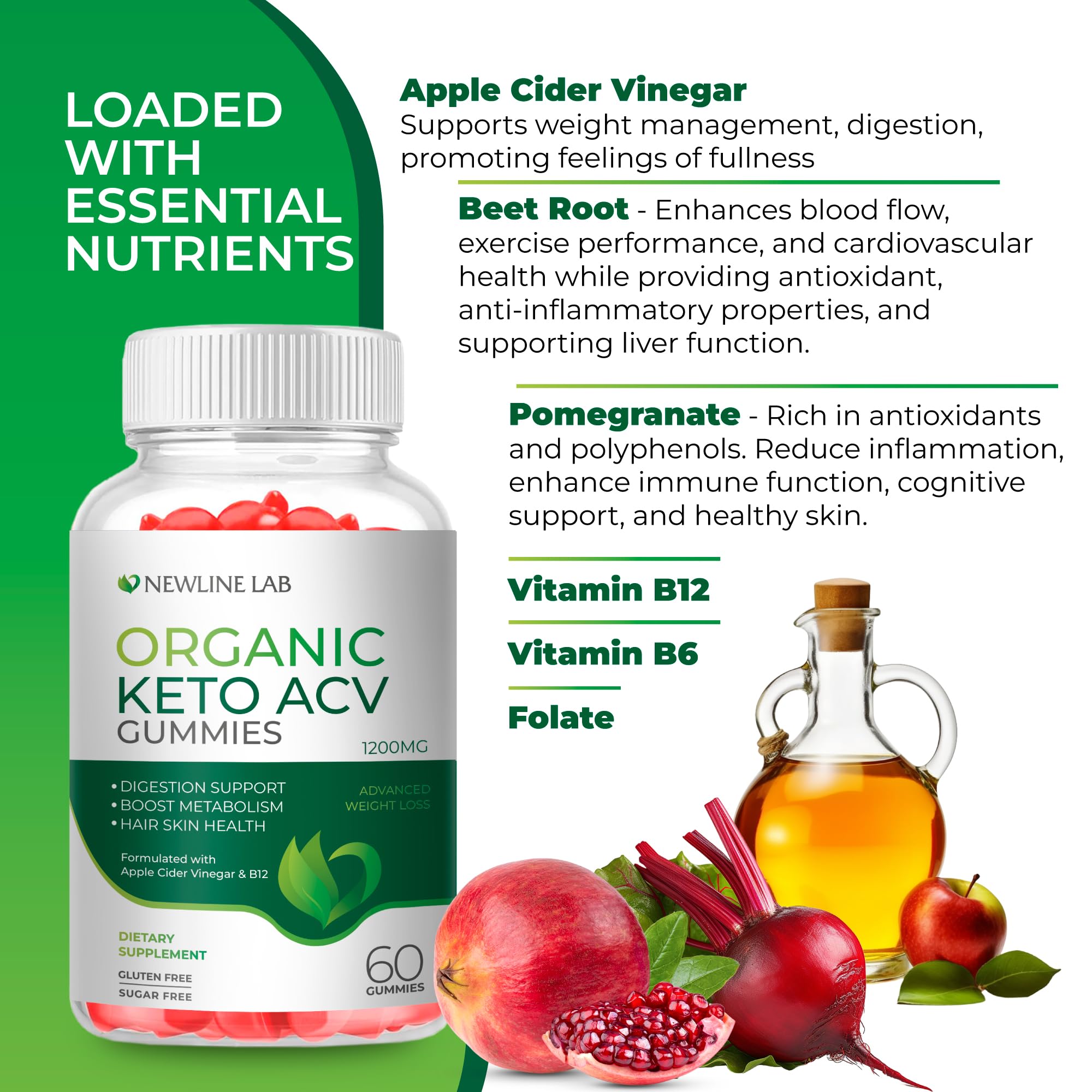 Organic Keto ACV Gummies for Advanced Weight Loss Fat Burn - Sugar Gluten Free Apple Newline Lab uk supplements