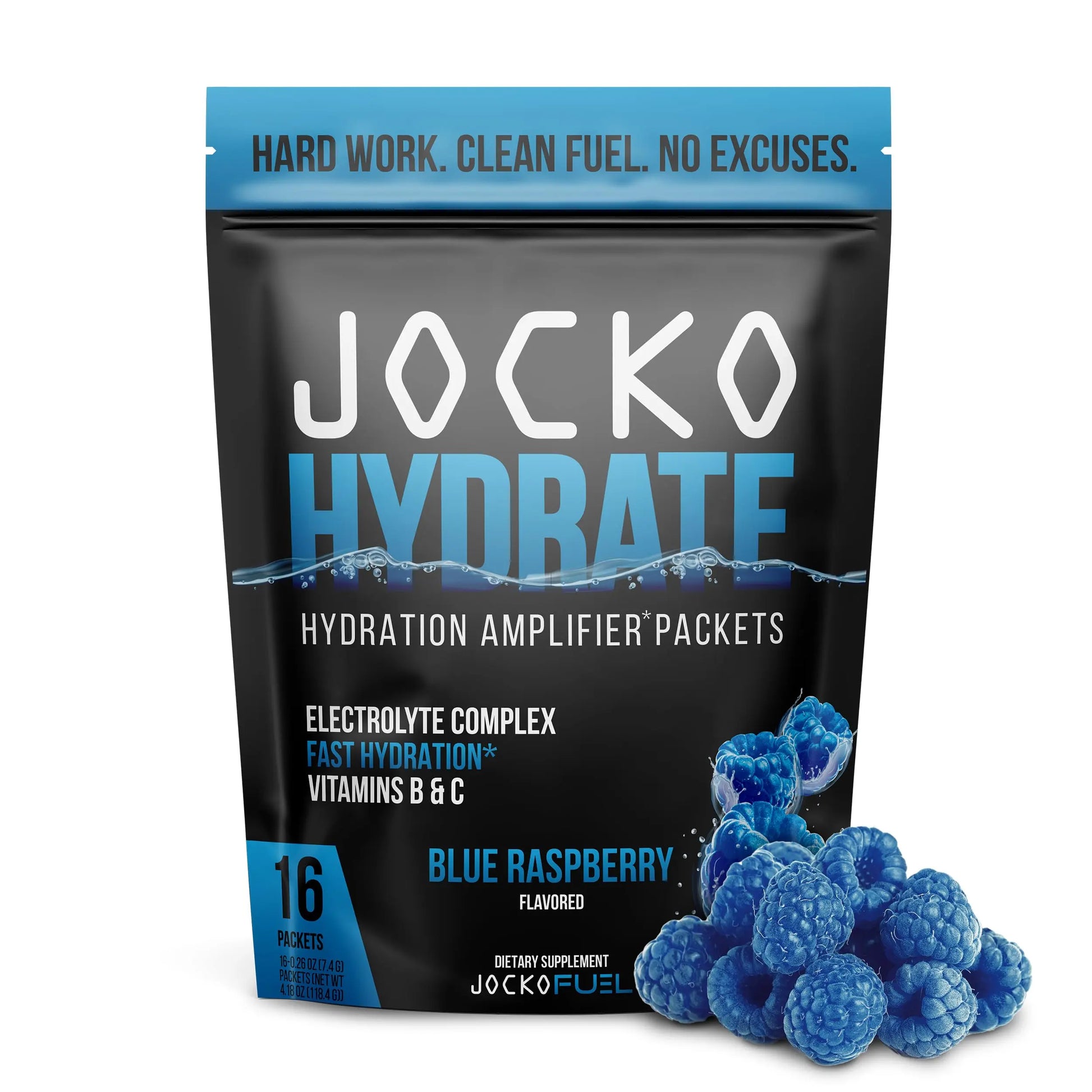 Jocko Fuel Hydrate Electrolytes Powder Packets Low Sugar - Hydration Amplifier Packets for Recovery, Dehydration, & Exercise - with Vitamins B6, B12 & C Jocko Fuel uk supplements