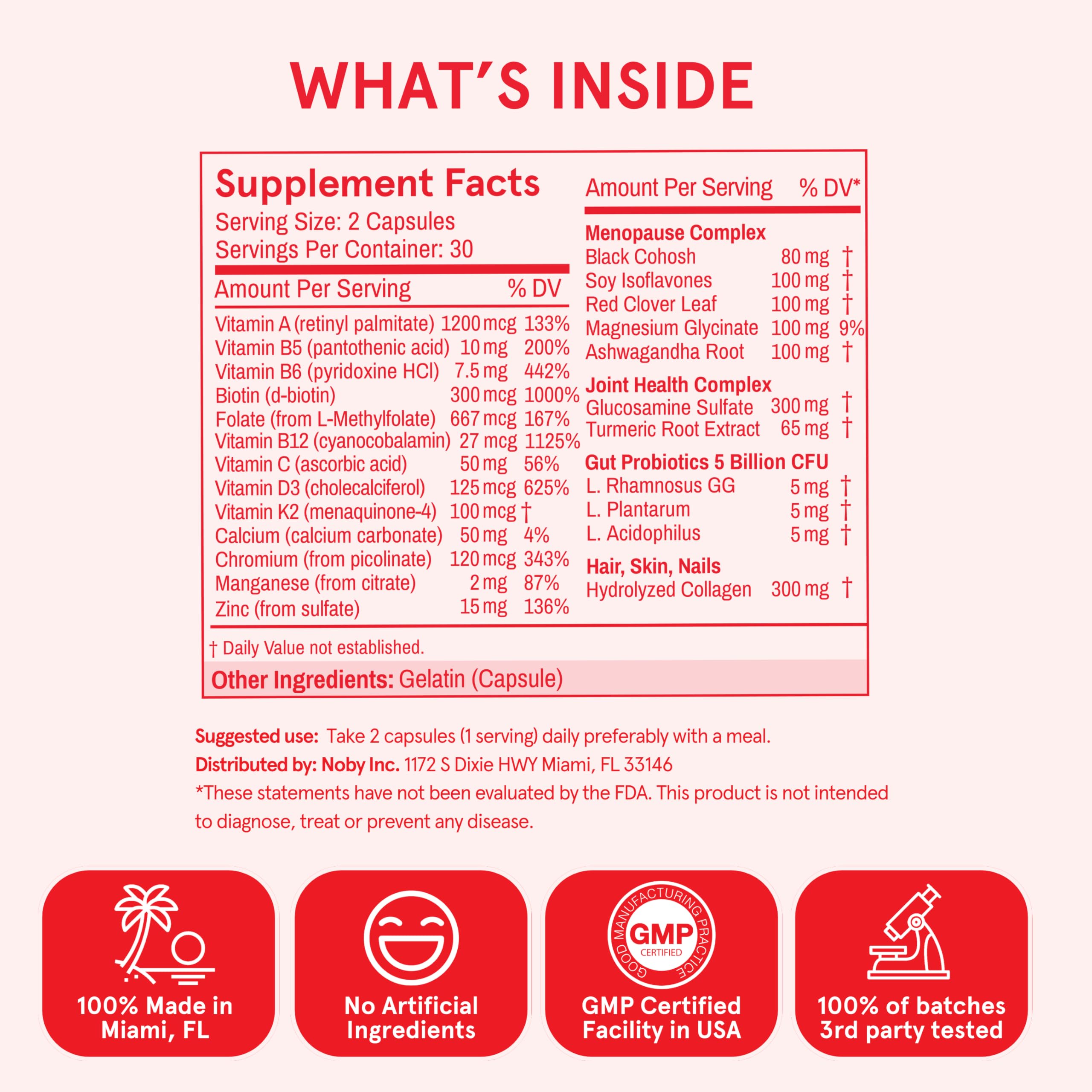 Peach Perfect Menopause Multivitamin | 21 Vitamins for Women 45+ | Black Cohosh, Ashwagandha, Vitamin D3+K2, Probiotics & Collagen | Support for Hot Flashes, Mood Swings, Joint & Skin Health | 30 SVG Peach Perfect uk supplements