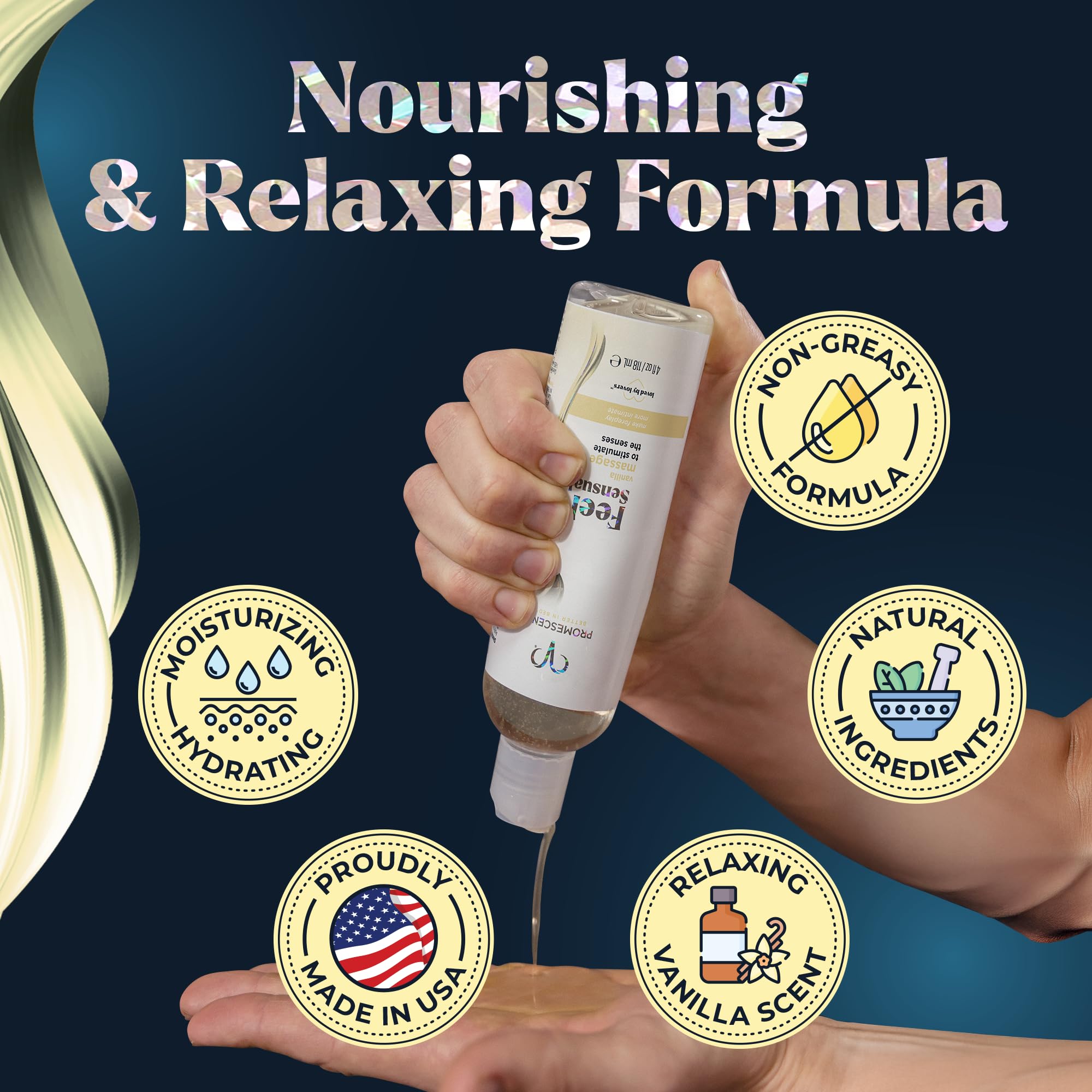 Promescent Massage Oil for Massage Therapy, Massage Oils for Date Night, Premium Body Oil for Men & Women to Relieve Stress & Sore Muscles, Essential Oils for Skin (4 oz) (Vanilla) Promescent uk supplements