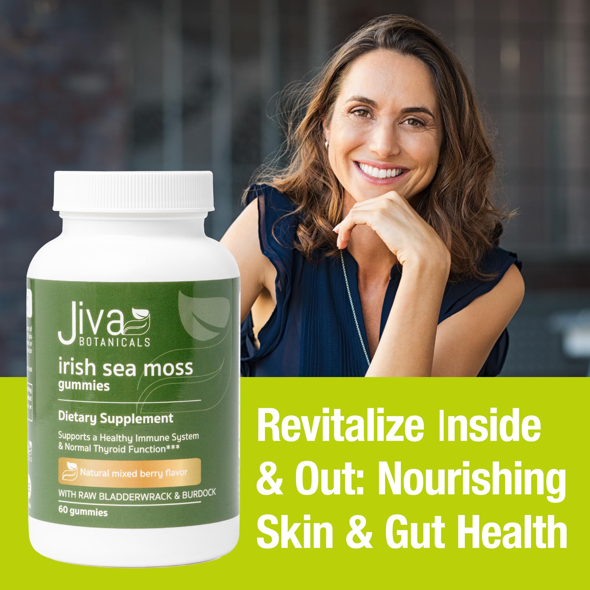 Jiva Botanicals - Irish Sea Moss Gummies with Bladderwrack & Burdock Root 3000mg Jiva Botanicals uk supplements