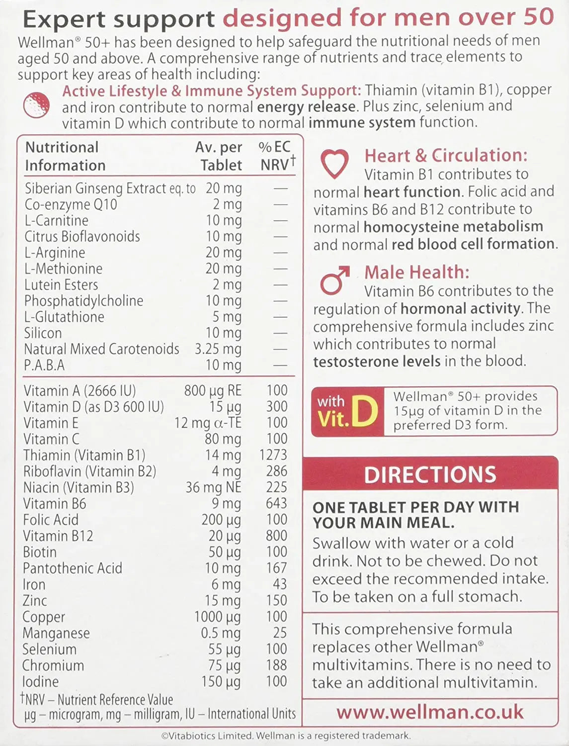 Wellman 4 X 50+ 30 Tablets Wellman uk supplements