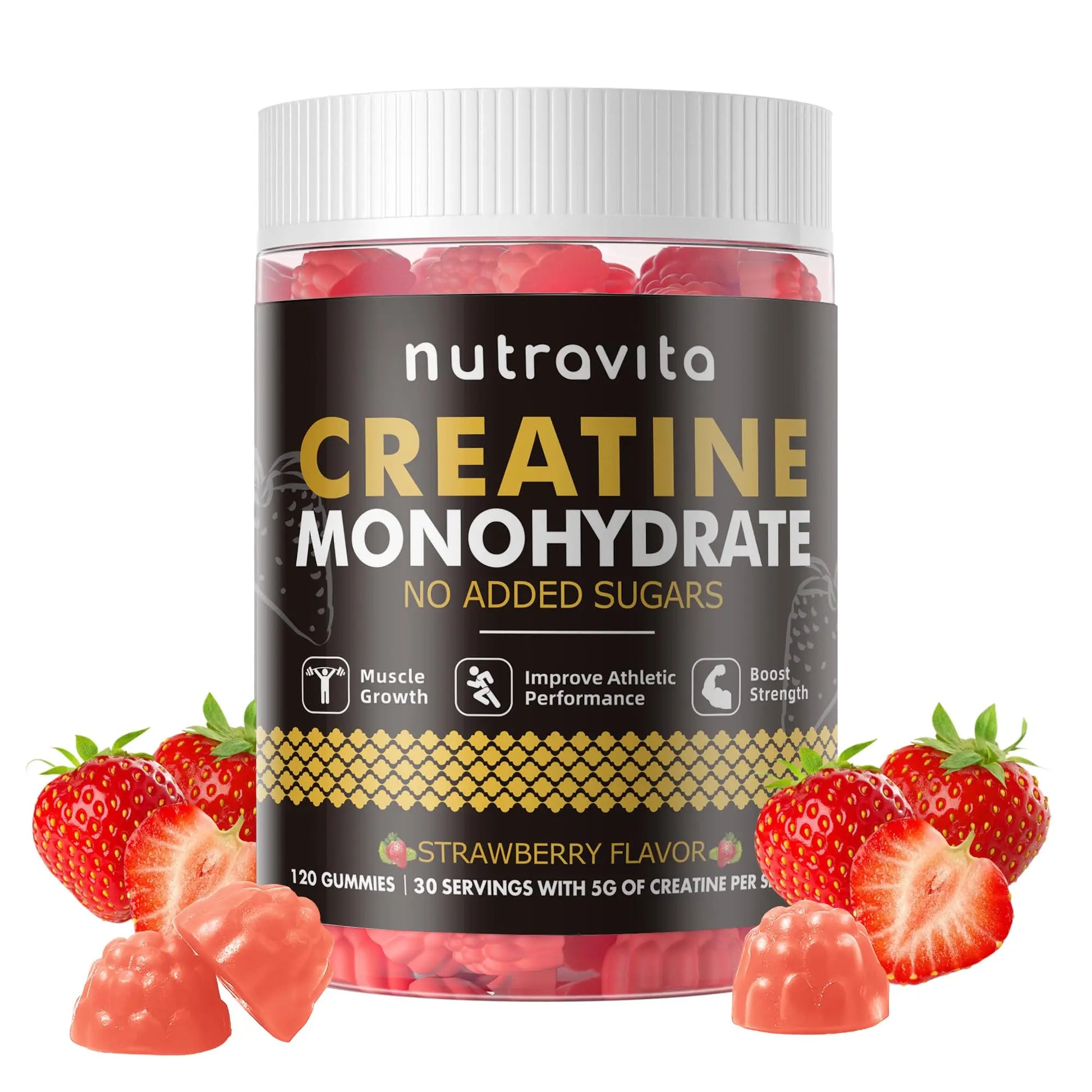 Nutravita NSF Certified Creatine Gummy - Creatine Monohydrate Gummies for Men & Women-5g of Creatine Monohydrate per Serving - Sugar Free, Nutravita uk supplements