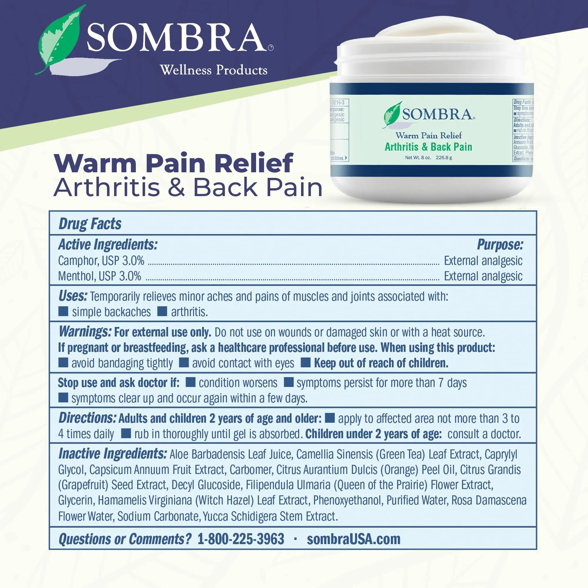 Sombra Warm Pain Relief Gel, Warm Relief for Arthritis and Chronic Pain Pre-Workout Muscle Rub Vegan Formula Free of Artificial Fragrances, Dyes, NSAIDs, Wax, Petroleum, Alcohol - 8oz (2 Pack) Sombra uk supplements