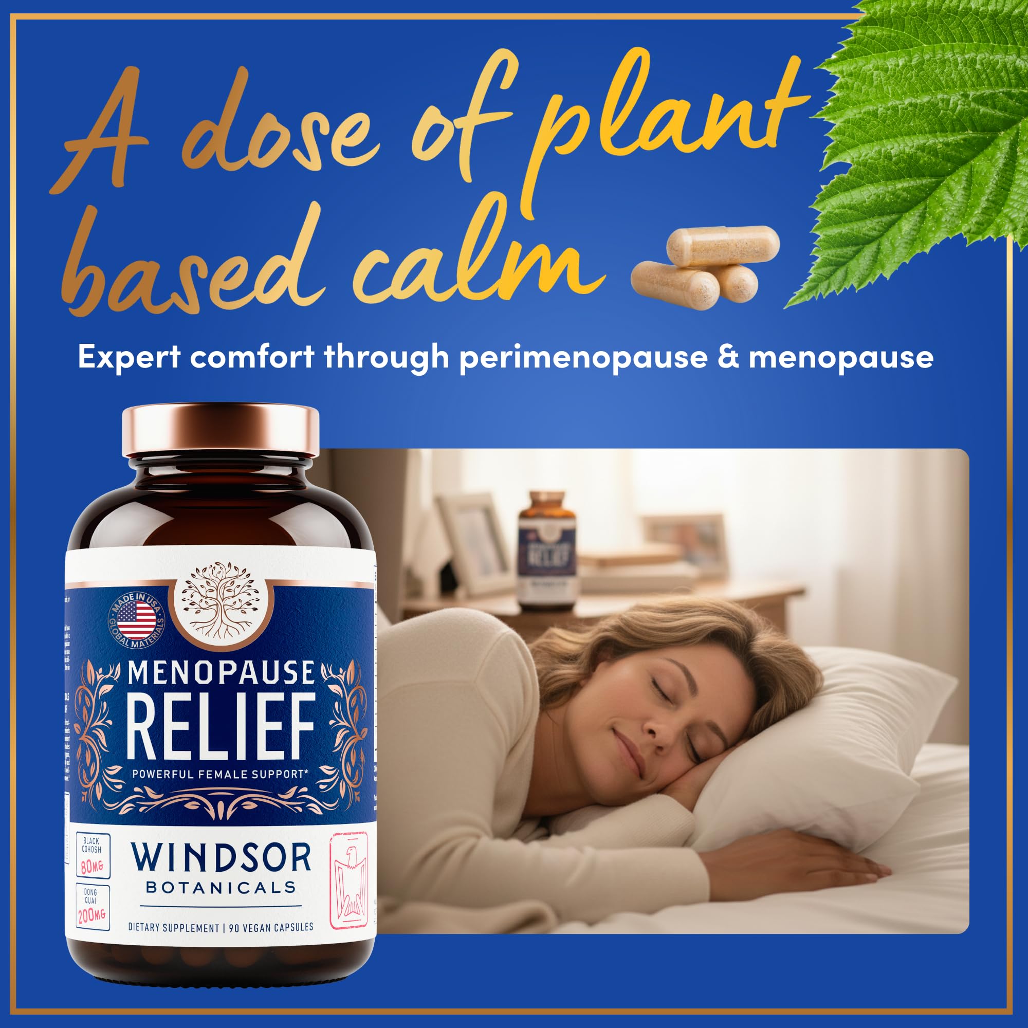 Menopause Supplements for Women - 5-HTP, Dong Quai, Black Cohosh for Menopause Hot Flashes, Night Sweats Relief Support - Womens Pre Meno Premenopausal Perimenopause Supplement - 90 Caps WINDSOR BOTANICALS uk supplements