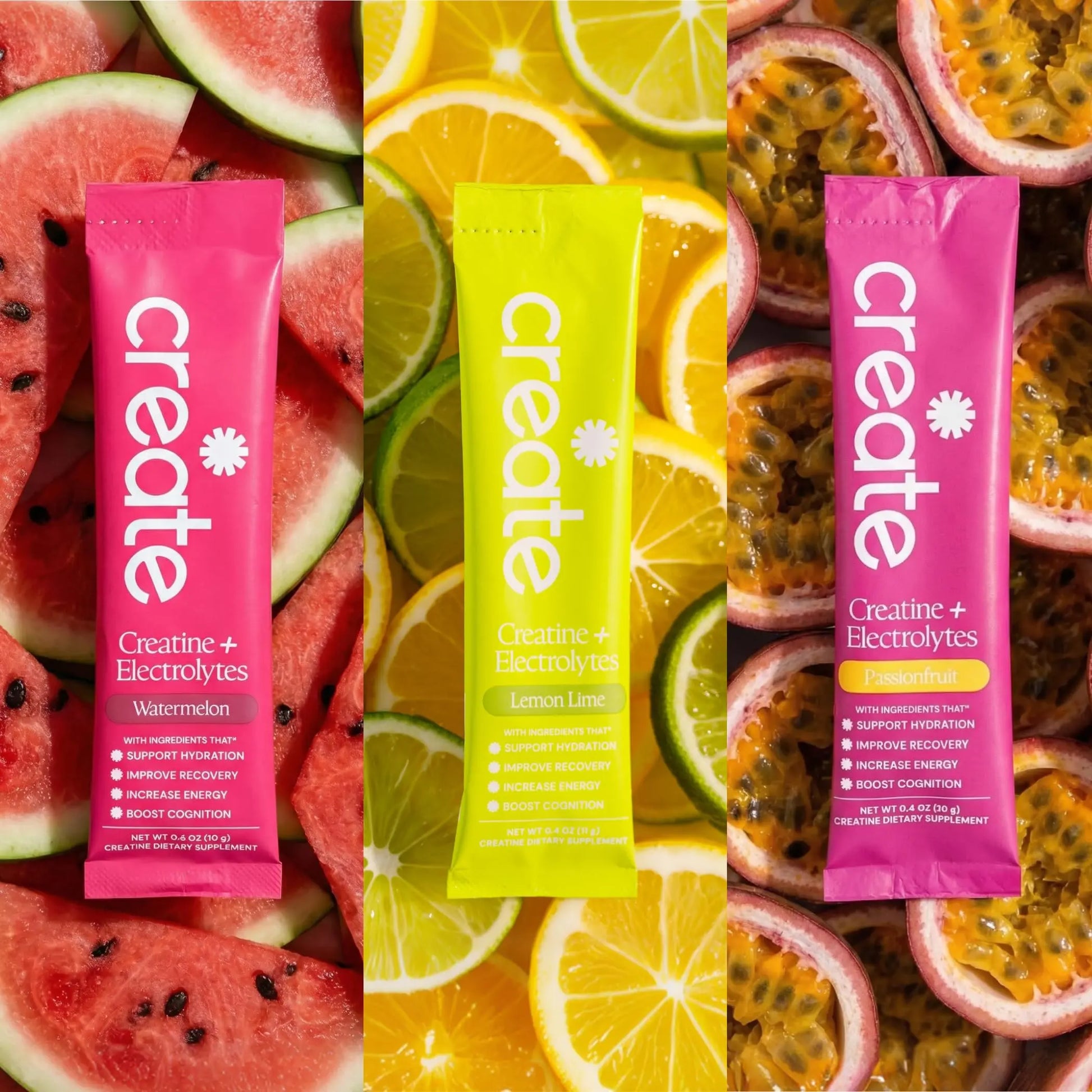 Create Creatine + Electrolytes Mix - Creatine Monohydrate Stick Packs, Supports Energy and Hydration, NSF Certified for Sport, 30 Count, Variety Pack Create uk supplements