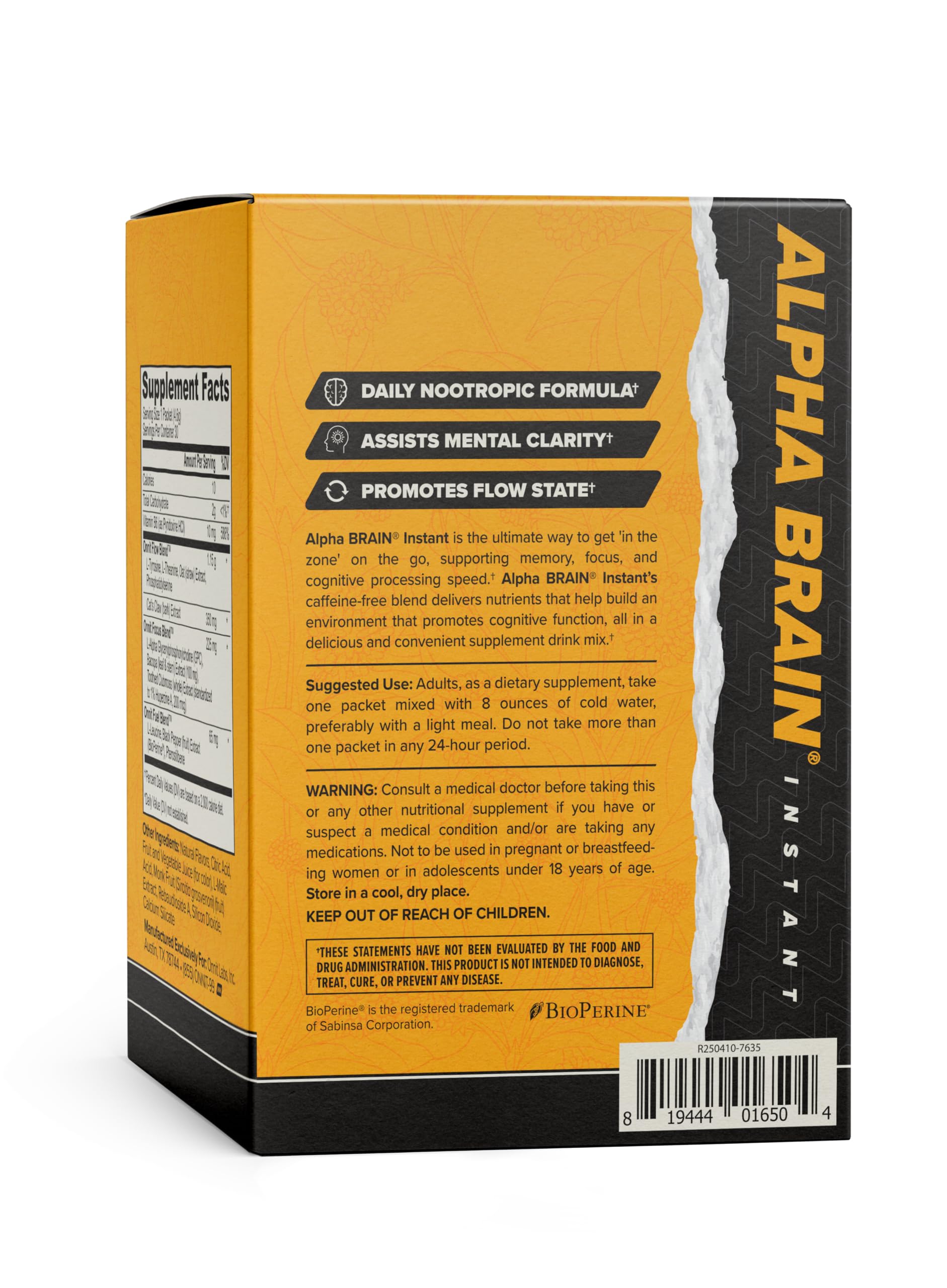 ONNIT Alpha Brain Instant Cognitive Support Drink Mix, BlackBerry Lemonade Flavor, Nootropic Supplement for Focus, Memory, and Clarity, 0.13 oz Packets, 30 Count ONNIT uk supplements