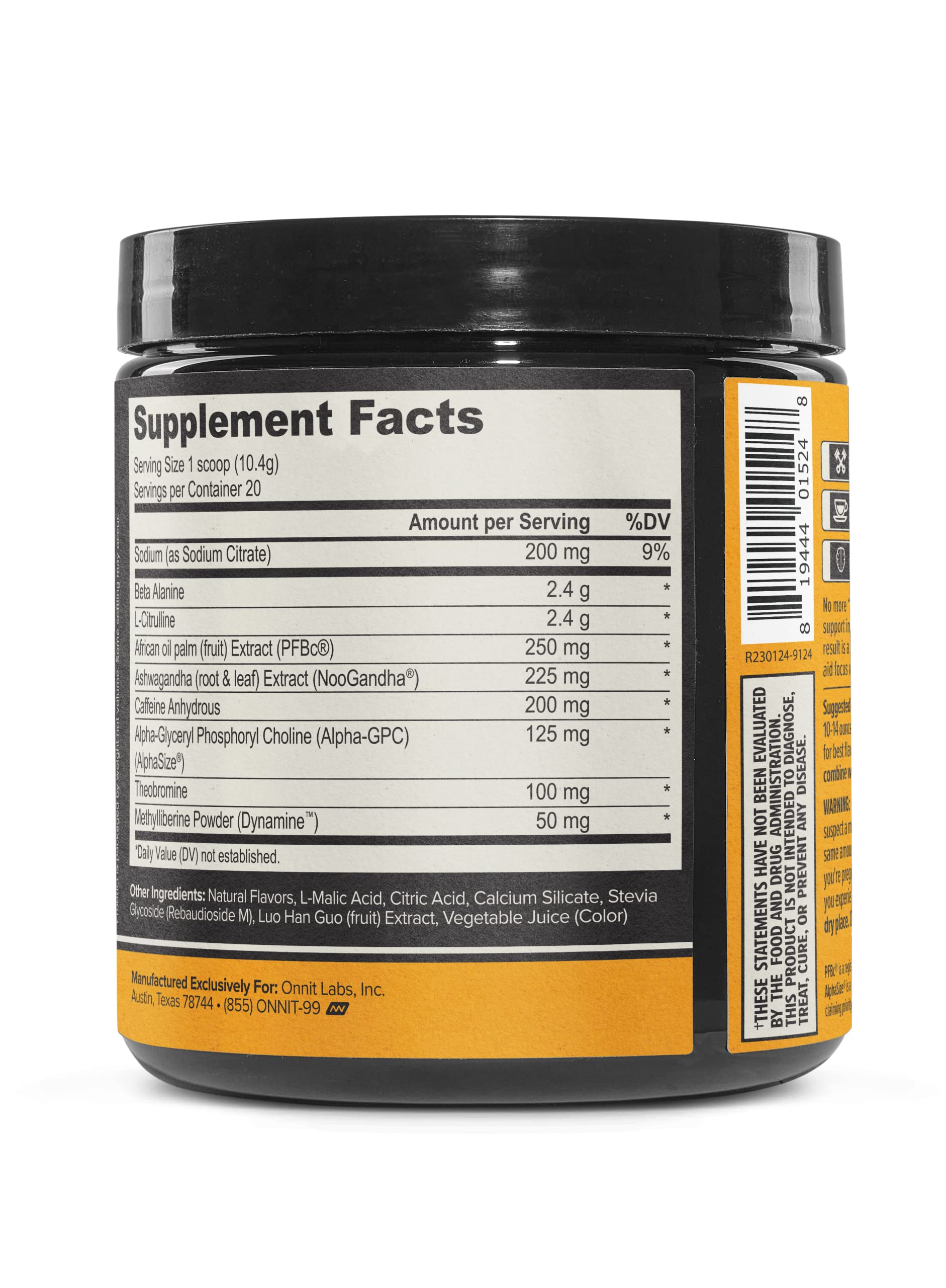 ONNIT Alpha Brain Pre-Workout - Yuzu Peach (20 Serving Tub) ONNIT uk supplements