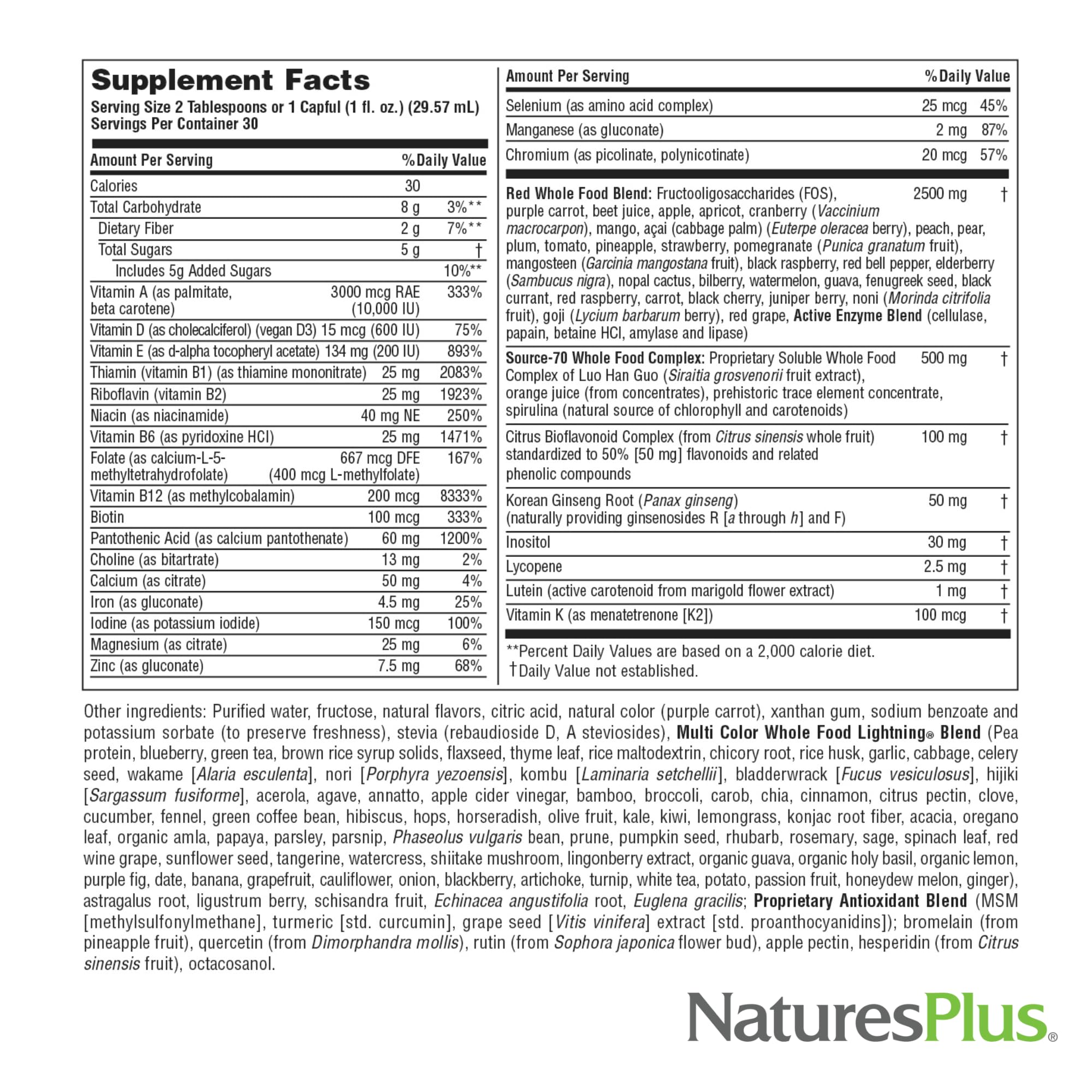 NaturesPlus Source of Life RED Multivitamin Liquid - 30 oz - Energy & Immune Support - with Exotic Red Fruits, Lycopene & Lutein - Vegetarian & Gluten Free - 30 Servings NaturesPlus uk supplements