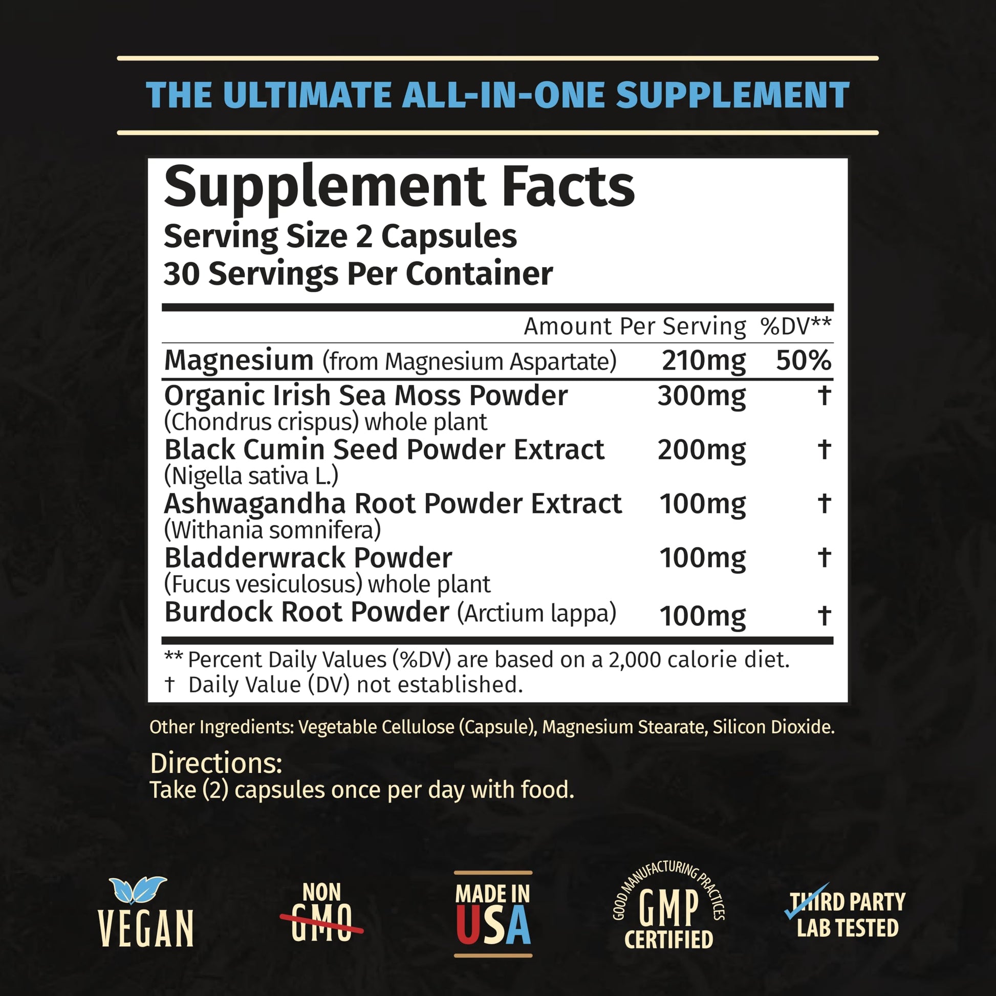 Rooted Origins Sea Moss Capsules – Irish Sea Moss Advanced, Magnesium, Ashwaghanda, Black Seed Oil, Burdock Root & Bladderwrack – Immune Support, Gut Health, Energy, & More – 60 Capsules Rooted Origins uk supplements