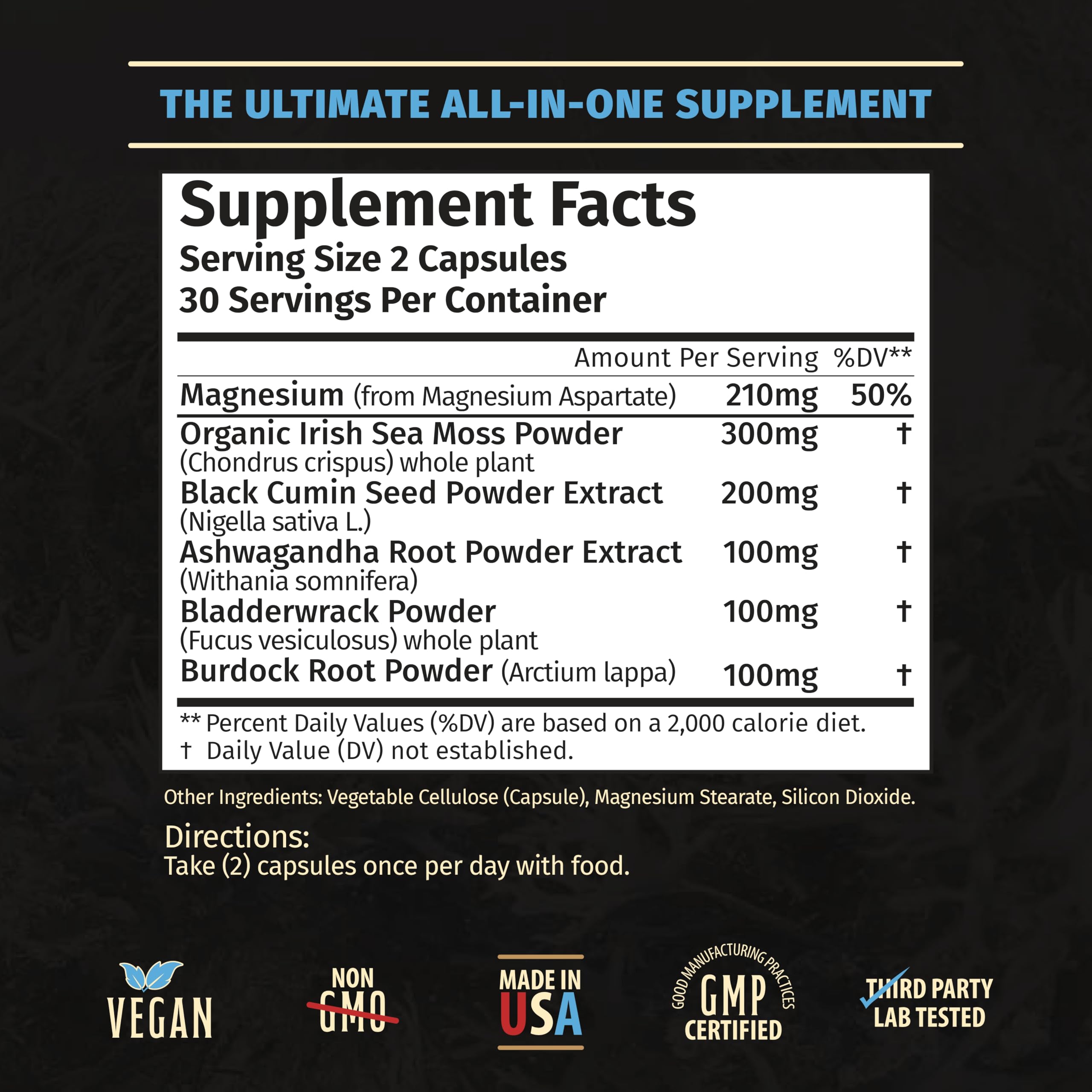 Rooted Origins Sea Moss Capsules – Irish Sea Moss Advanced, Magnesium, Ashwaghanda, Black Seed Oil, Burdock Root & Bladderwrack – Immune Support, Gut Health, Energy, & More – 60 Capsules Rooted Origins uk supplements