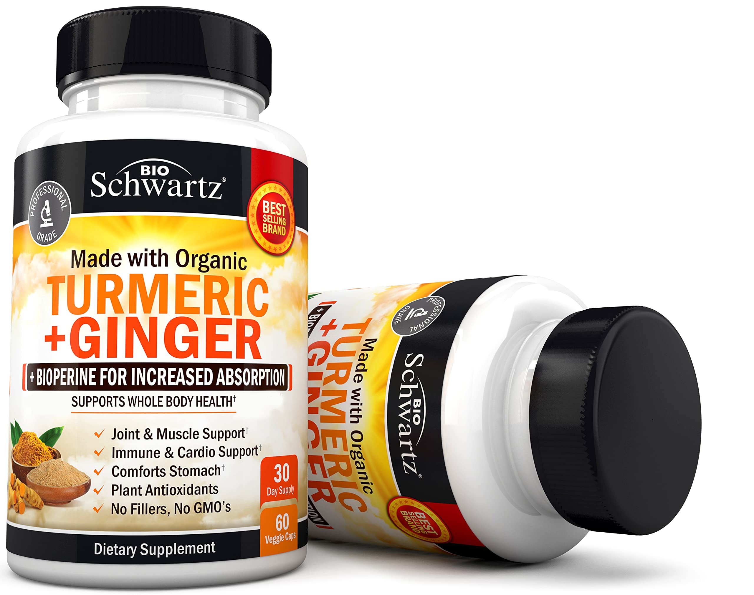 Organic Turmeric Curcumin and Ginger - 95% Standardized Curcuminoids with BioPerine BioSchwartz uk supplements